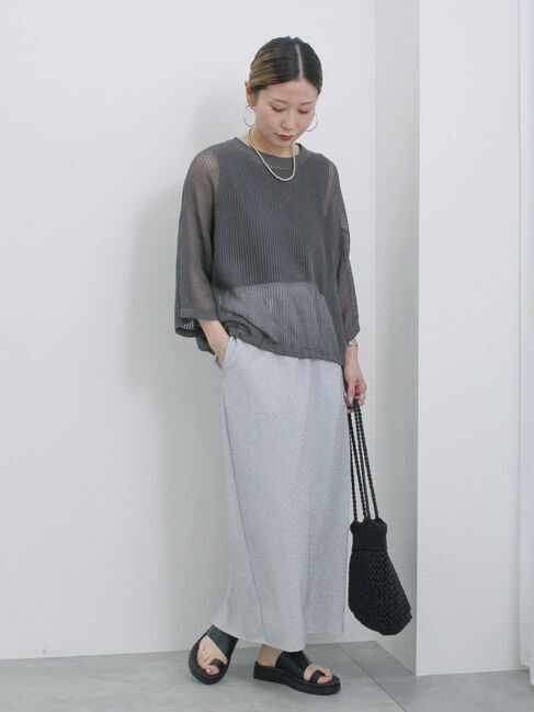 Samansa Mos2 blue「ラメナロースカート」|スカート|