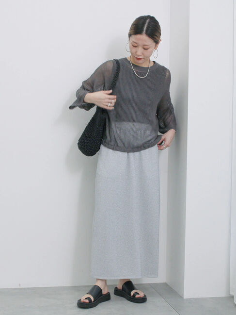 Samansa Mos2 blue「ラメナロースカート」|スカート|