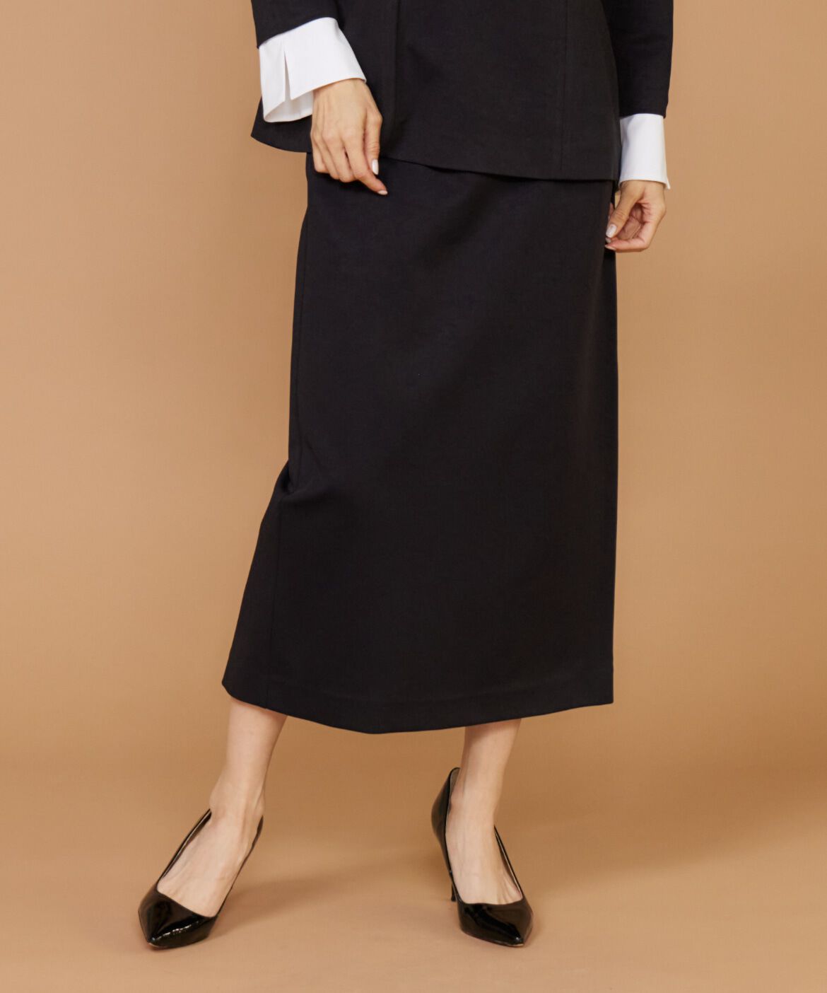 INED「《大きいサイズ》ハイウエストタイトスカート」|タイト|ネイビー