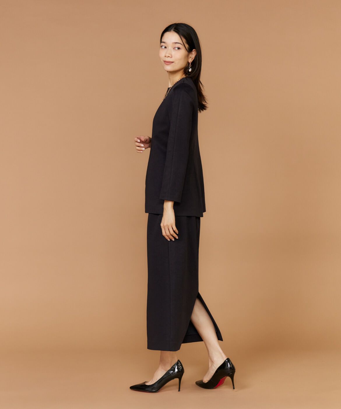 INED「《大きいサイズ》ハイウエストタイトスカート」|タイト|