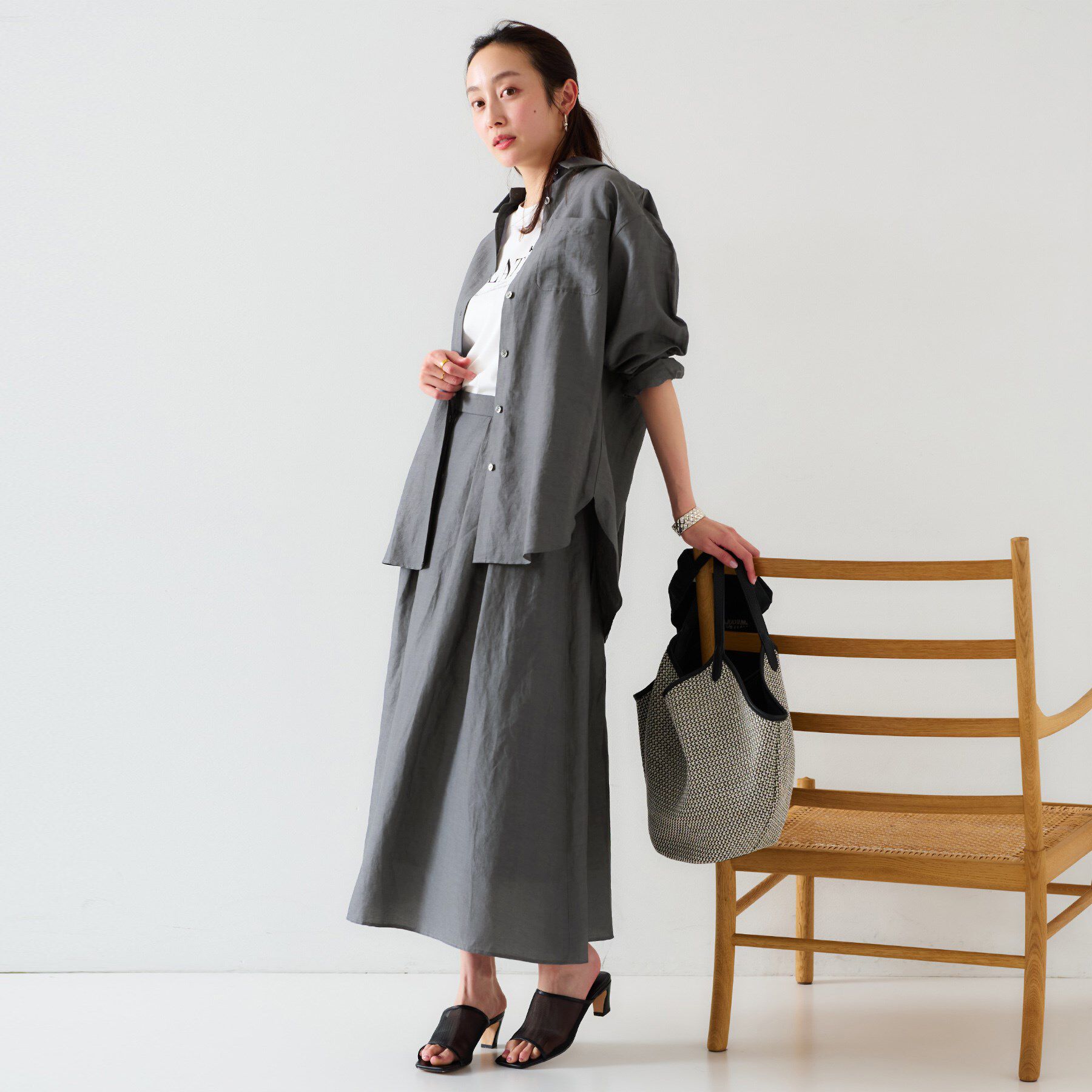 UNTITLED「【セットアップ可能/手洗い可】リネン混 ベーシックシャツ」|シャツ・ブラウス|