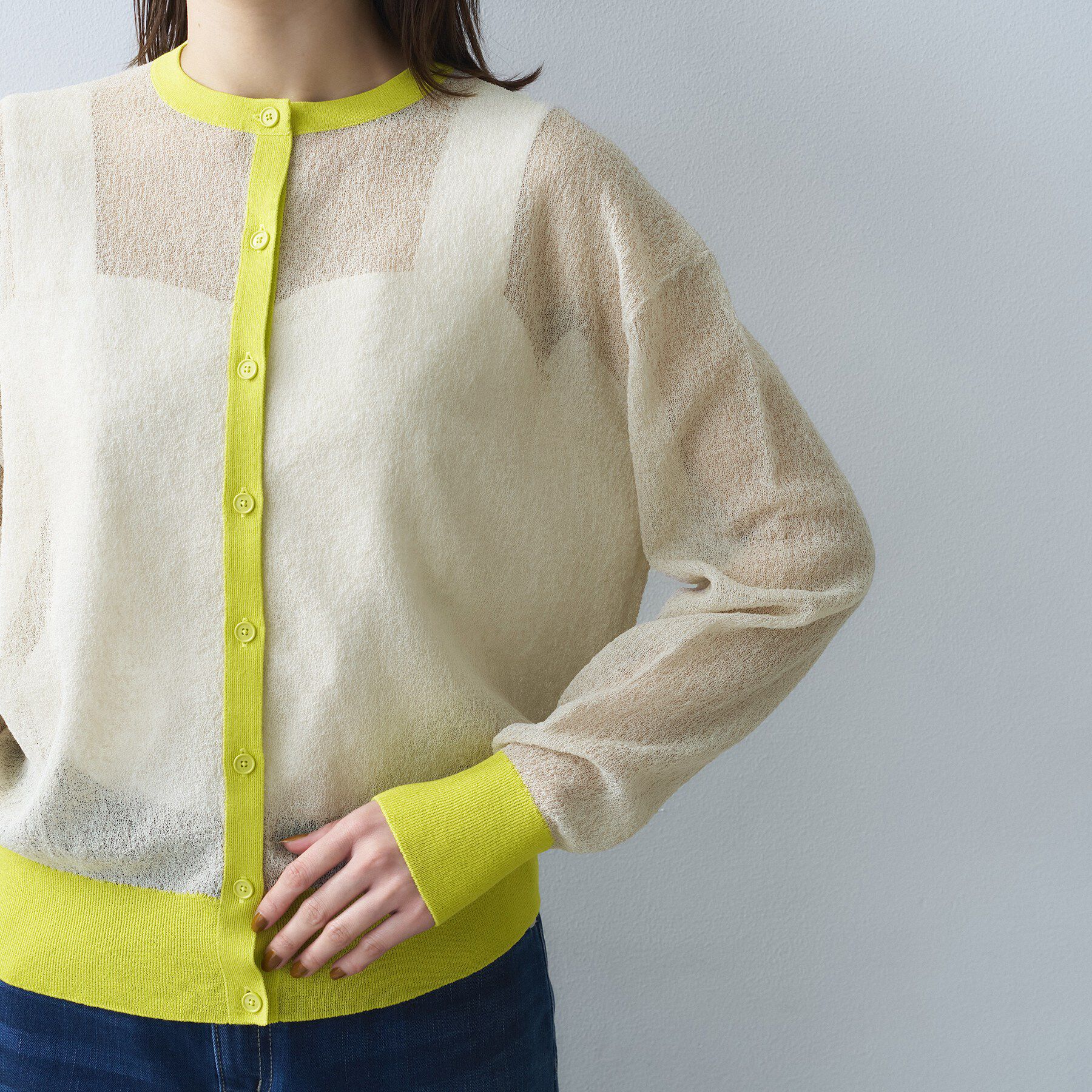 UNTITLED「シアーニットカーディガン」|カーディガン|