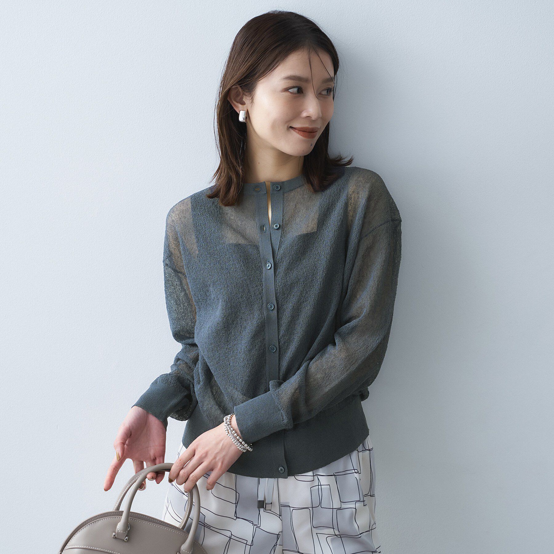 UNTITLED「シアーニットカーディガン」|カーディガン|