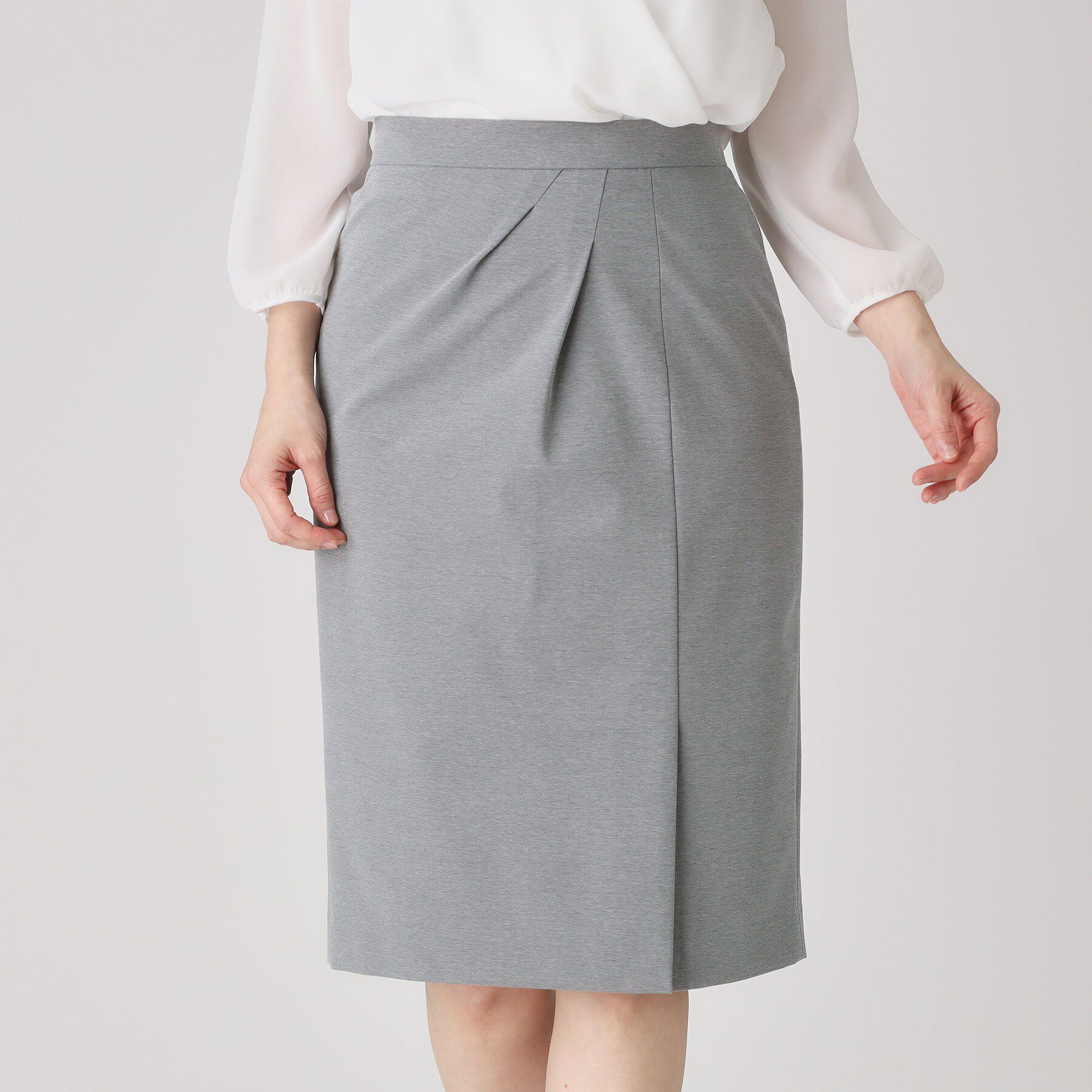 COUP DE CHANCE「【洗える／日本製／ジャージ素材】ラップ風タイトスカート」|スカート|グレー(612)