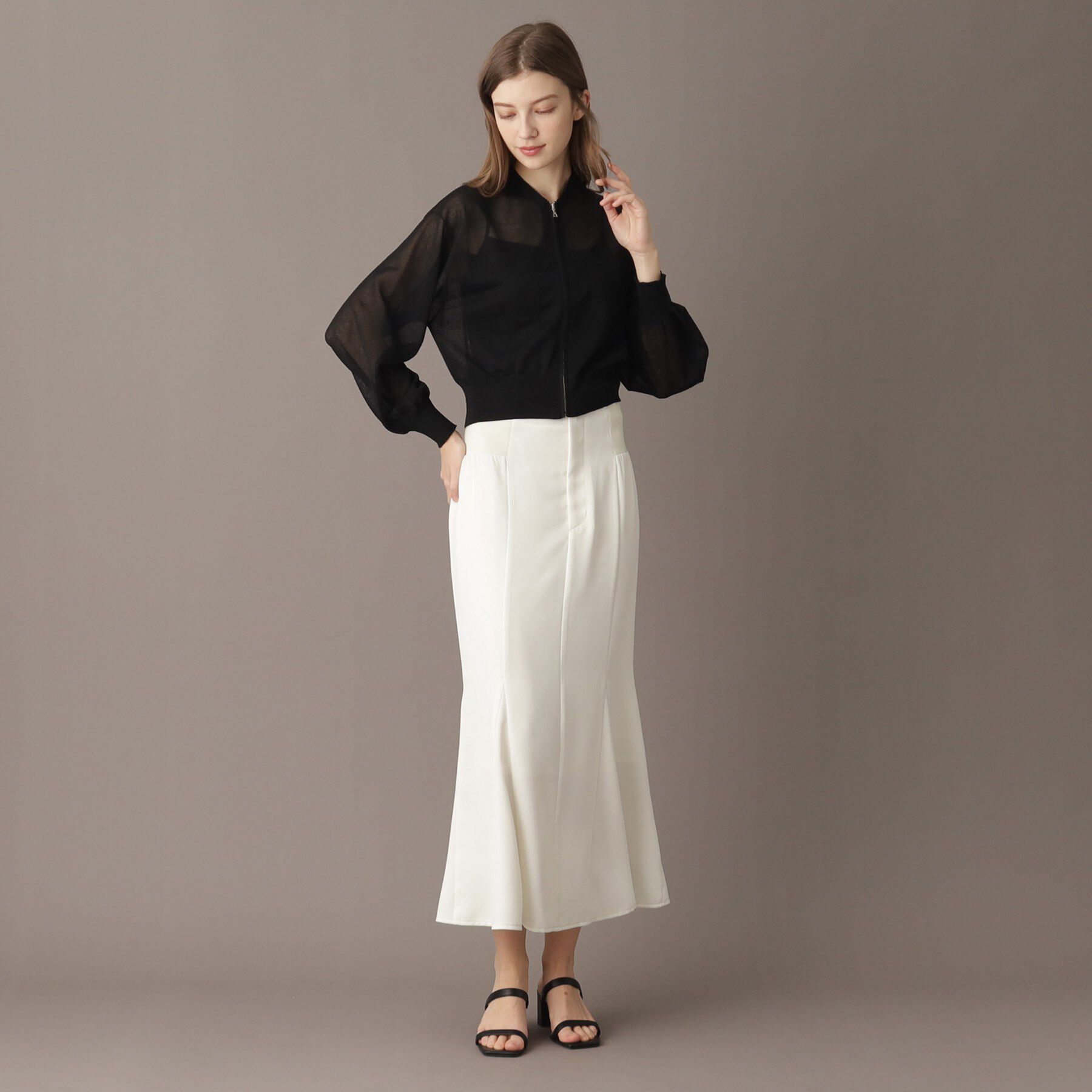 DRESSTERIOR「【洗える/清涼感】シアージップアップニットブルゾン」|ブルゾン・スタジャン|