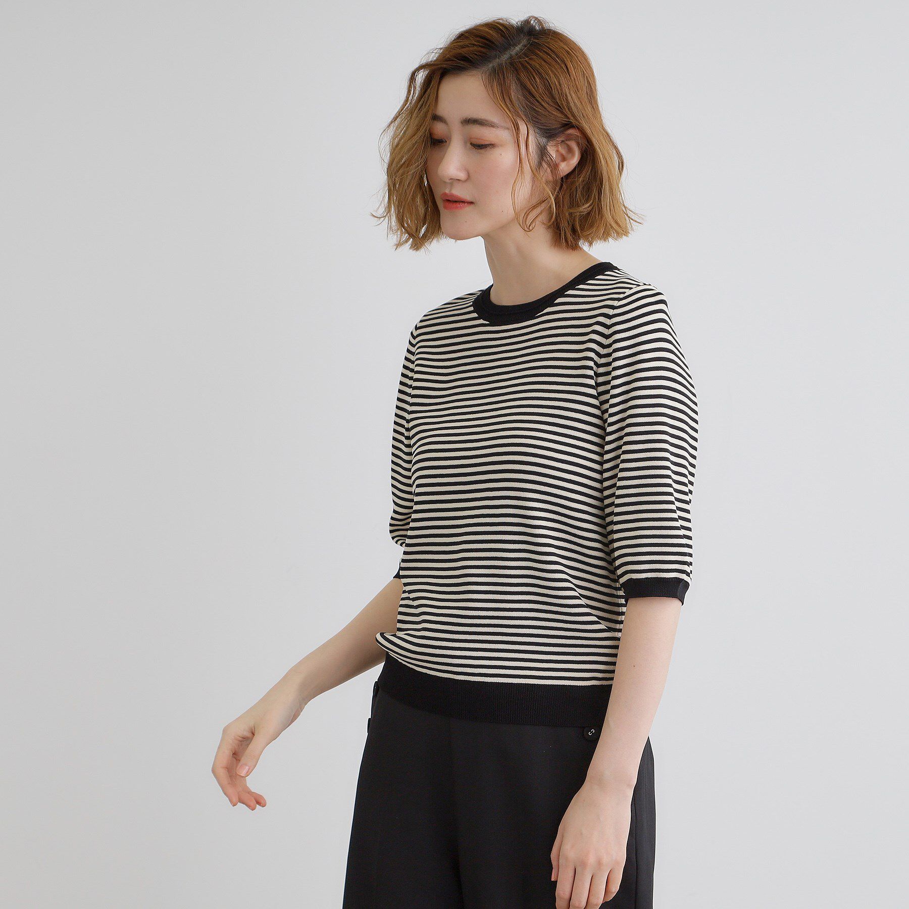 grove「ひんやり多機能・やわらかドライタッチ五分袖プルオーバー」|ニット・セーター|