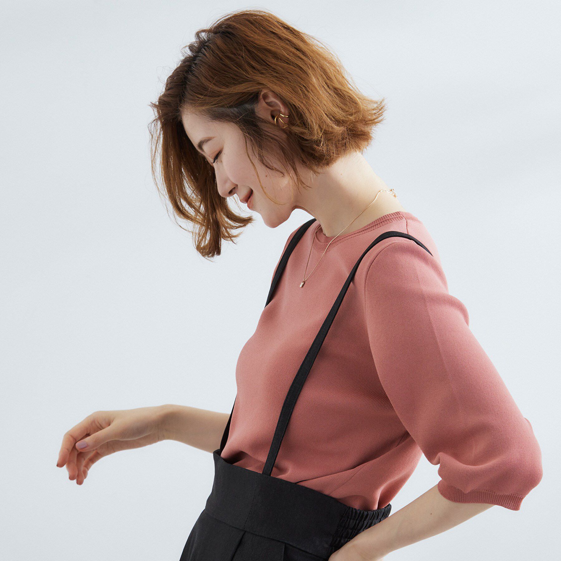 grove「ひんやり多機能・やわらかドライタッチ五分袖プルオーバー」|ニット・セーター|