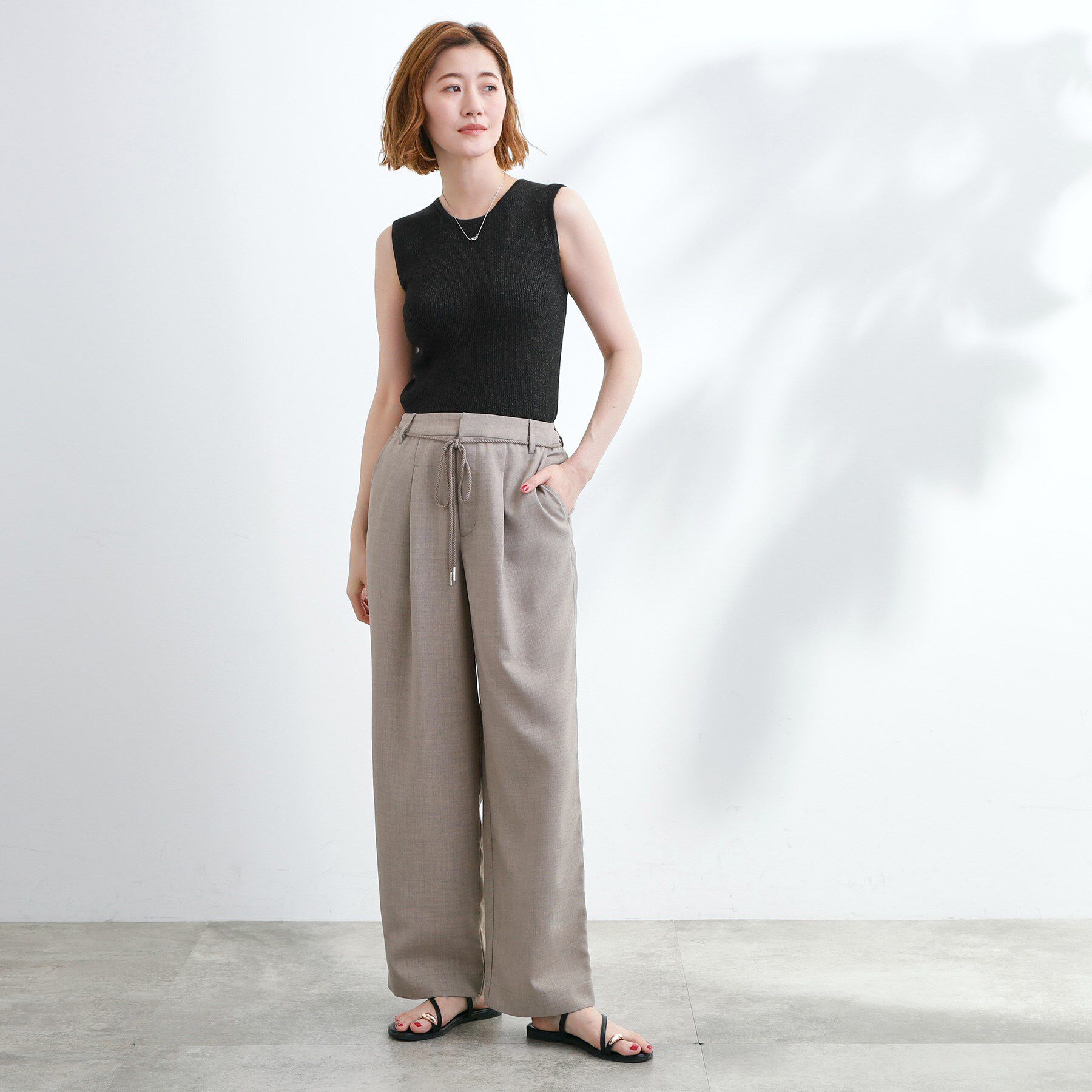 grove「さりげないラメで毎日のコーデにアクセントを リブラメニットタンク」|キャミソール|