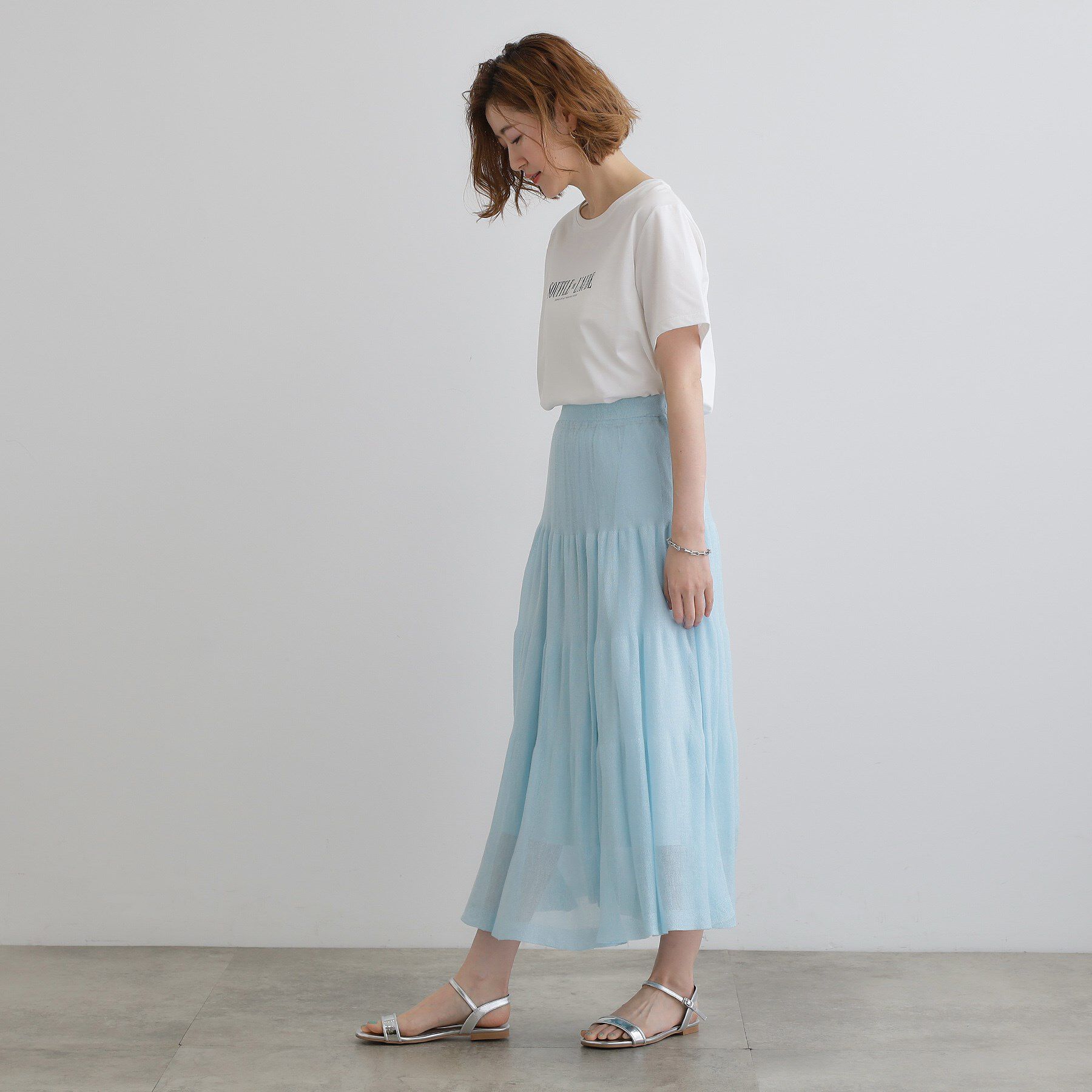 grove「夏の華やぎティアードニットシアースカート」|スカート|