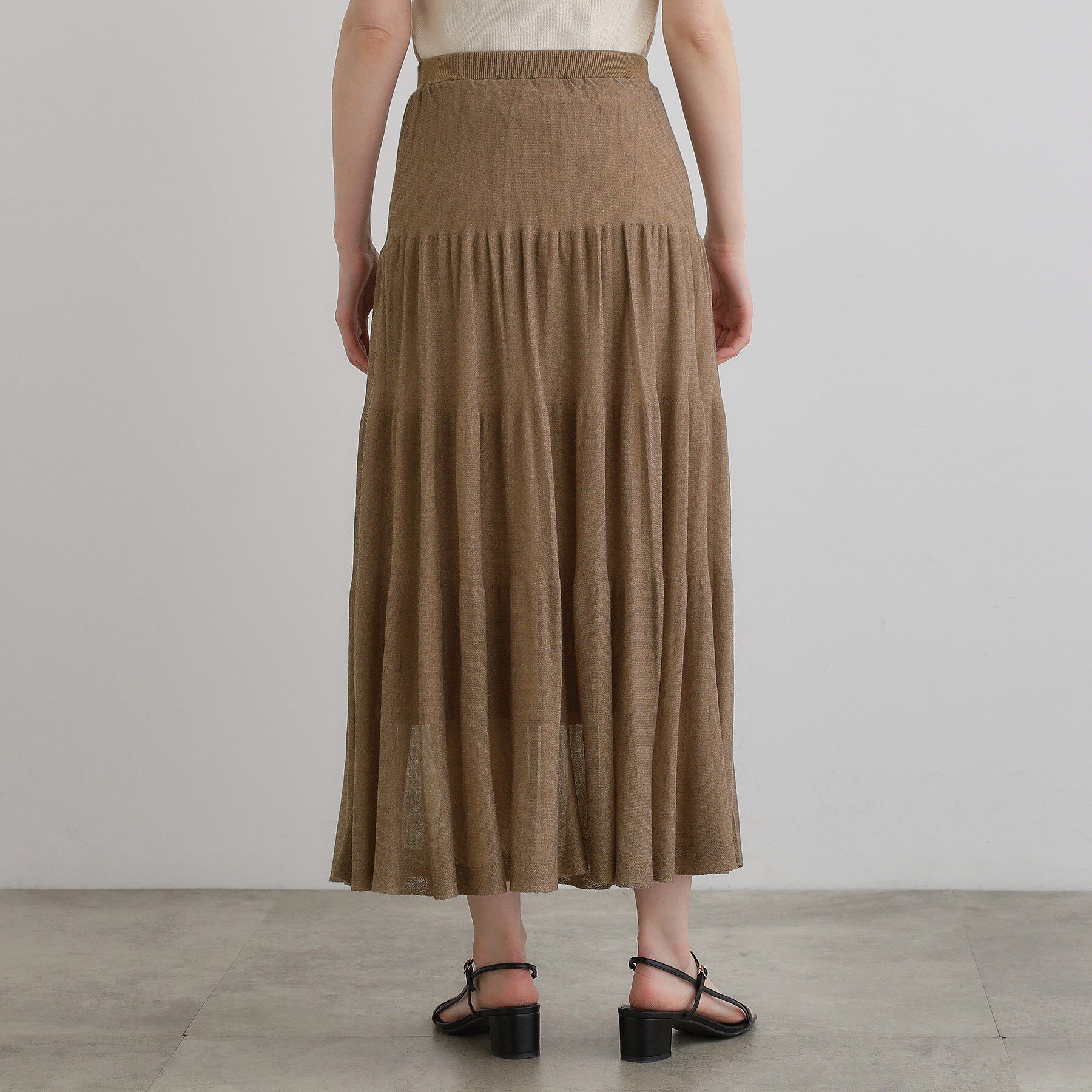 grove「夏の華やぎティアードニットシアースカート」|スカート|