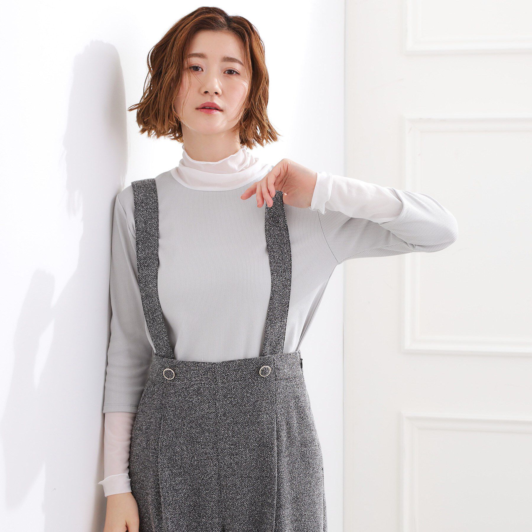 grove「シアー切替ハイネックプルオーバー」|Tシャツ・カットソー|ライトグレー(011