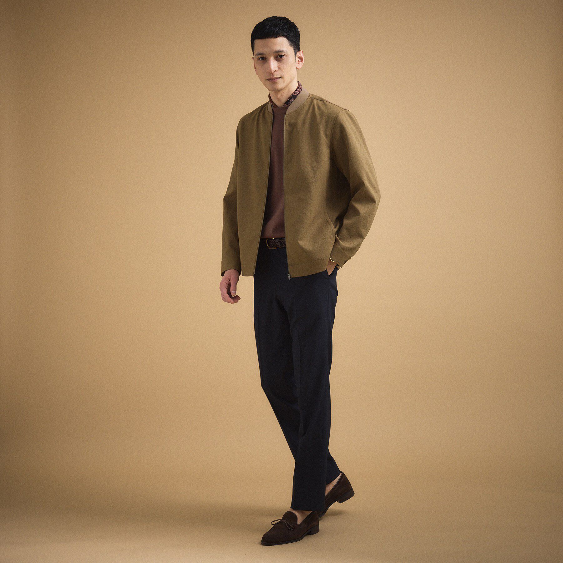 TAKEO KIKUCHI「リネンライクカルゼ リブブルゾン」|ブルゾン・スタジャン|