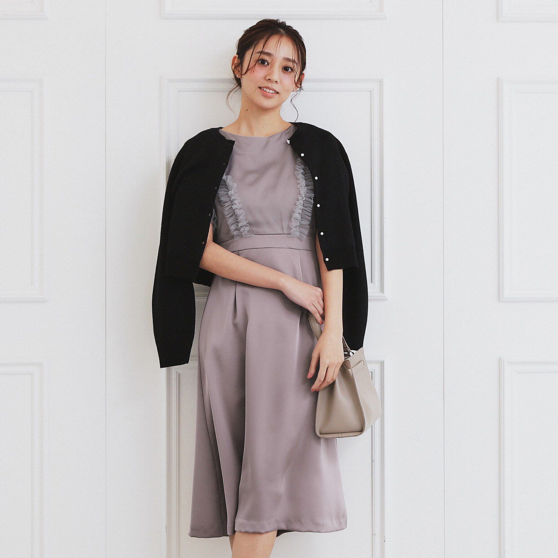 index「チュールフリルレイヤードサテンワンピース【洗濯機洗い可】」|ワンピース|