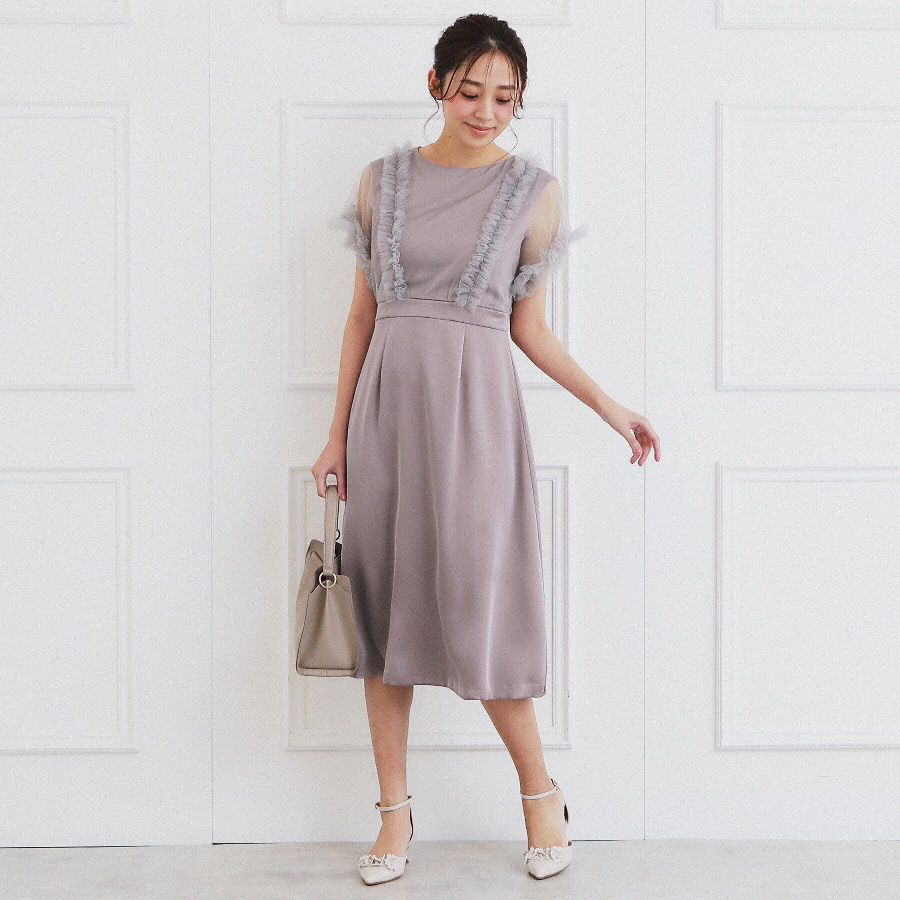 index「チュールフリルレイヤードサテンワンピース【洗濯機洗い可】」|ワンピース|