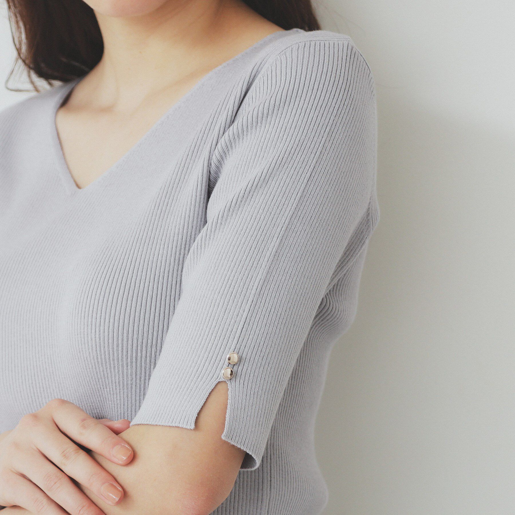 index「《5色展開》Vネックリブニット【洗濯機洗い可】」|ニット・セーター|