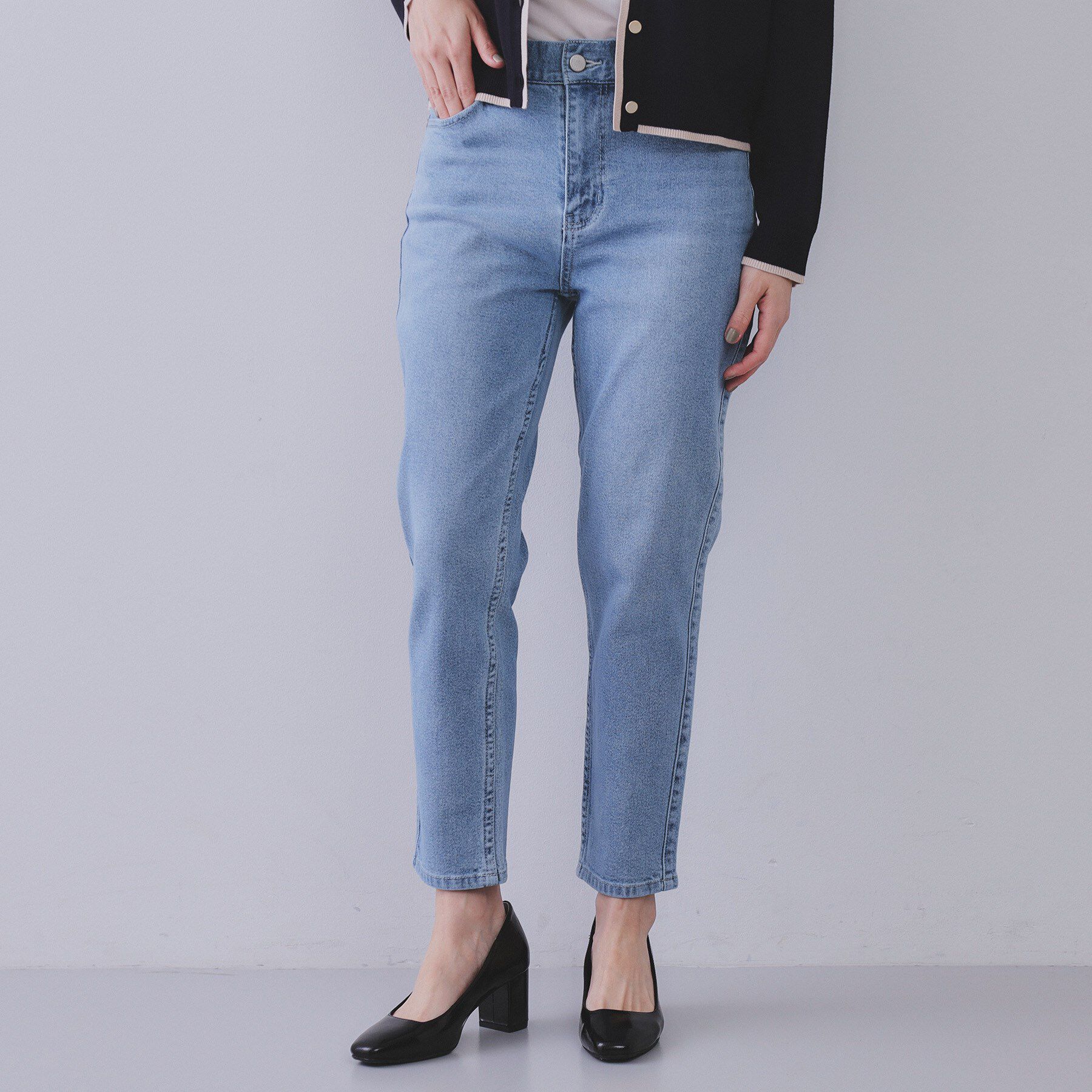 OPAQUE.CLIP「《SS-LLサイズ》ストレッチスリムストレートデニム【洗濯機洗い可】」|その他|ブルー(091)