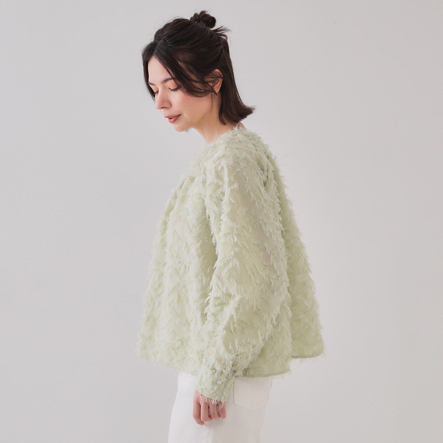 OPAQUE.CLIP「《VERY掲載》フリンジジャカードブラウス【洗濯機洗い可】」|シャツ・ブラウス|