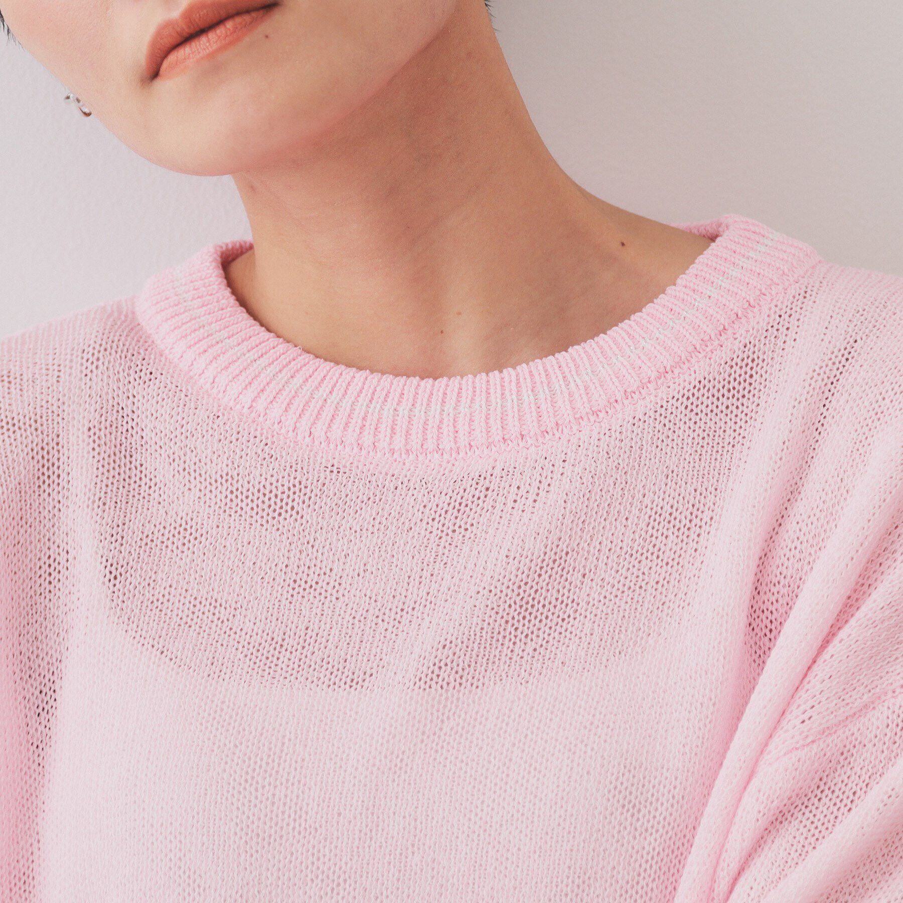 OPAQUE.CLIP「ラメライン配色使いリラクシーニット【洗濯機洗い可】」|ニット・セーター|