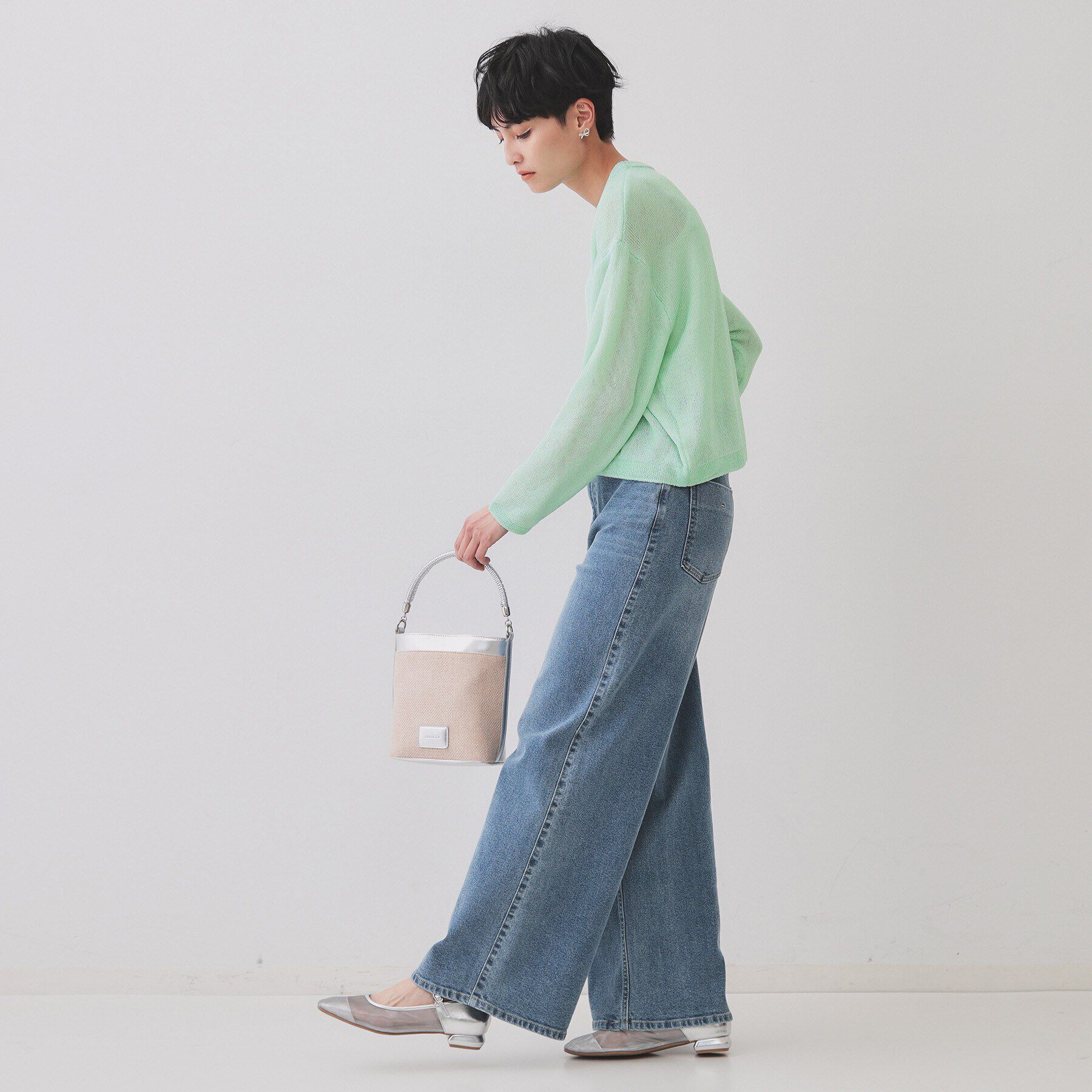 OPAQUE.CLIP「ラメライン配色使いリラクシーニット【洗濯機洗い可】」|ニット・セーター|