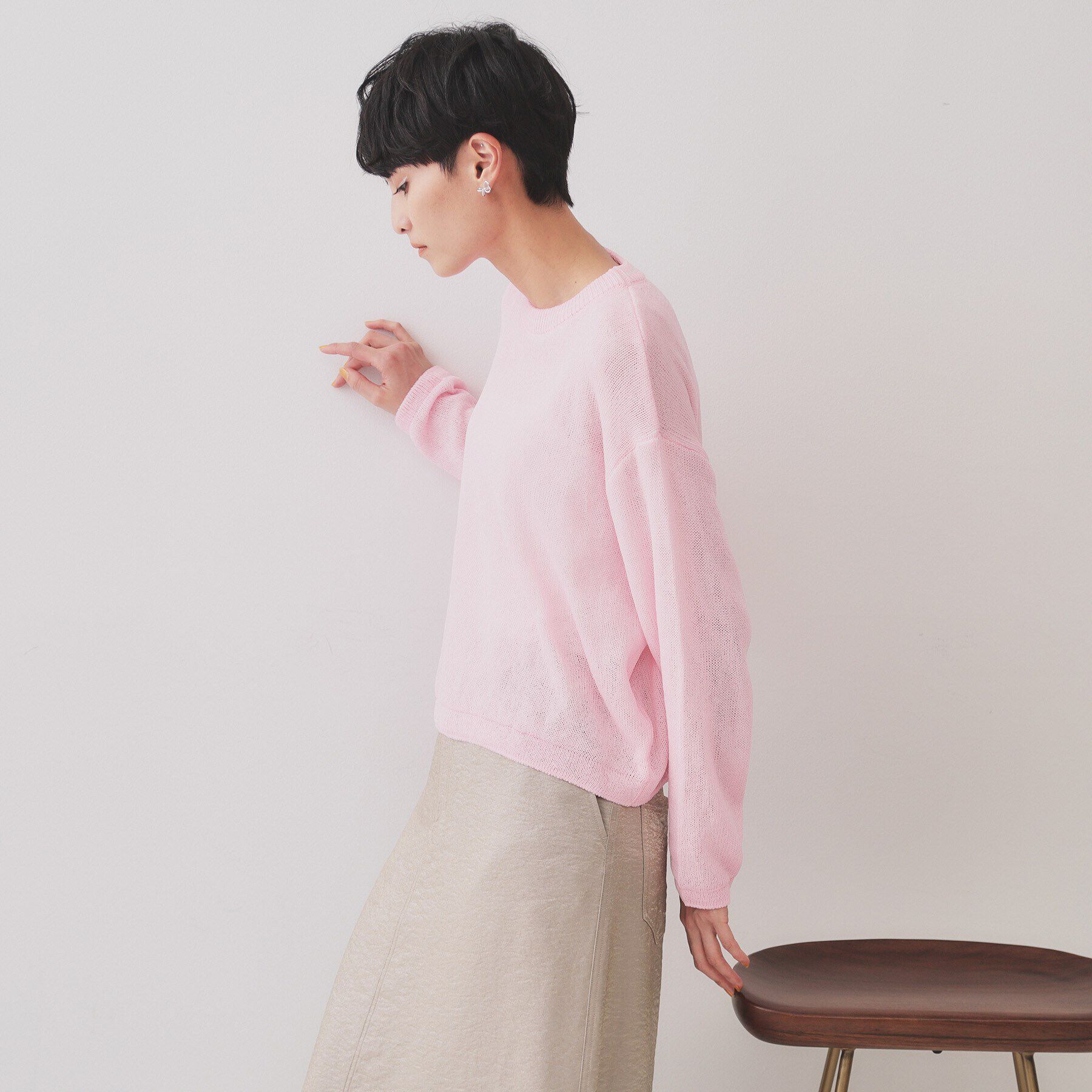 OPAQUE.CLIP「ラメライン配色使いリラクシーニット【洗濯機洗い可】」|ニット・セーター|