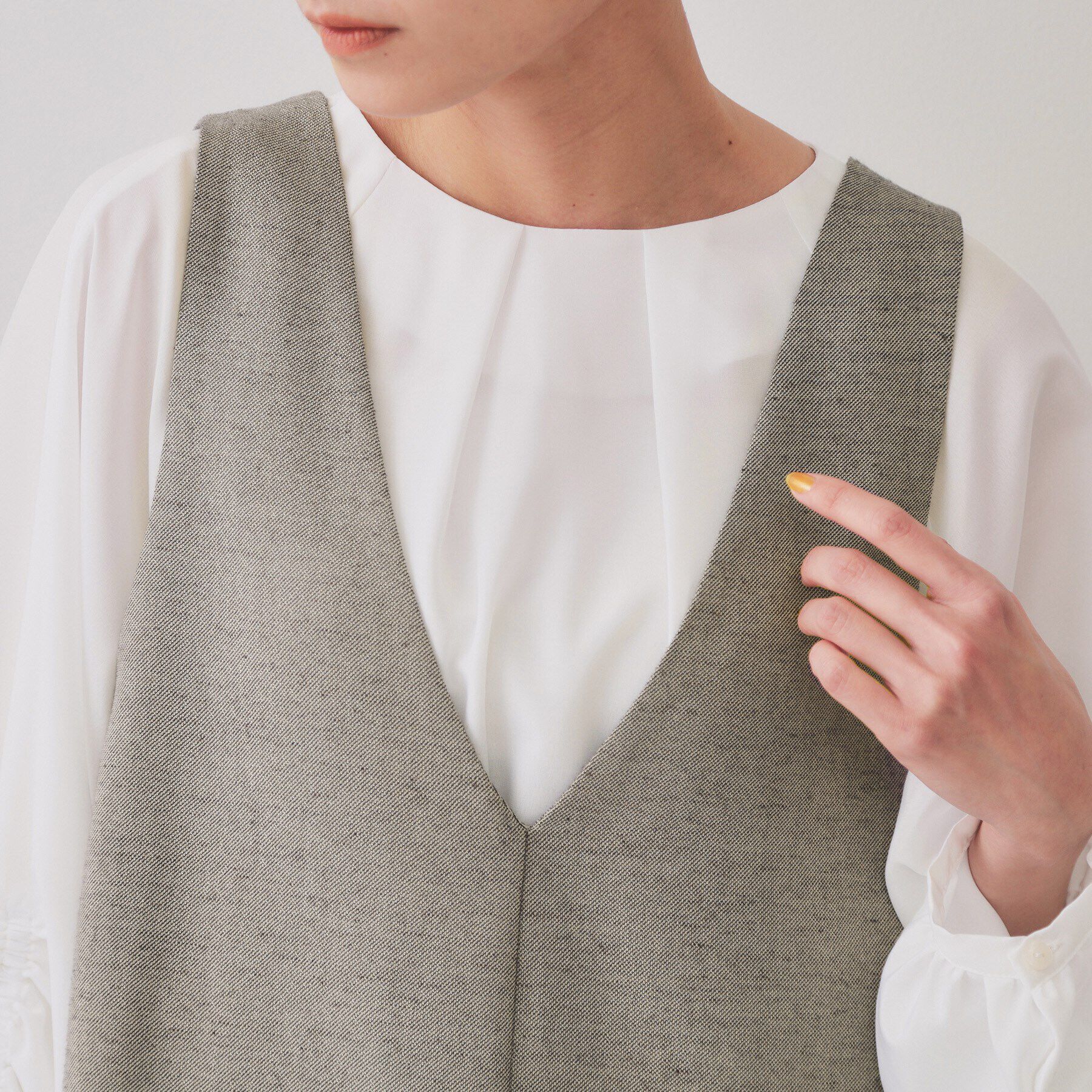 OPAQUE.CLIP「麻混ラメジャンパースカート【洗濯機洗い可】」|ワンピース|