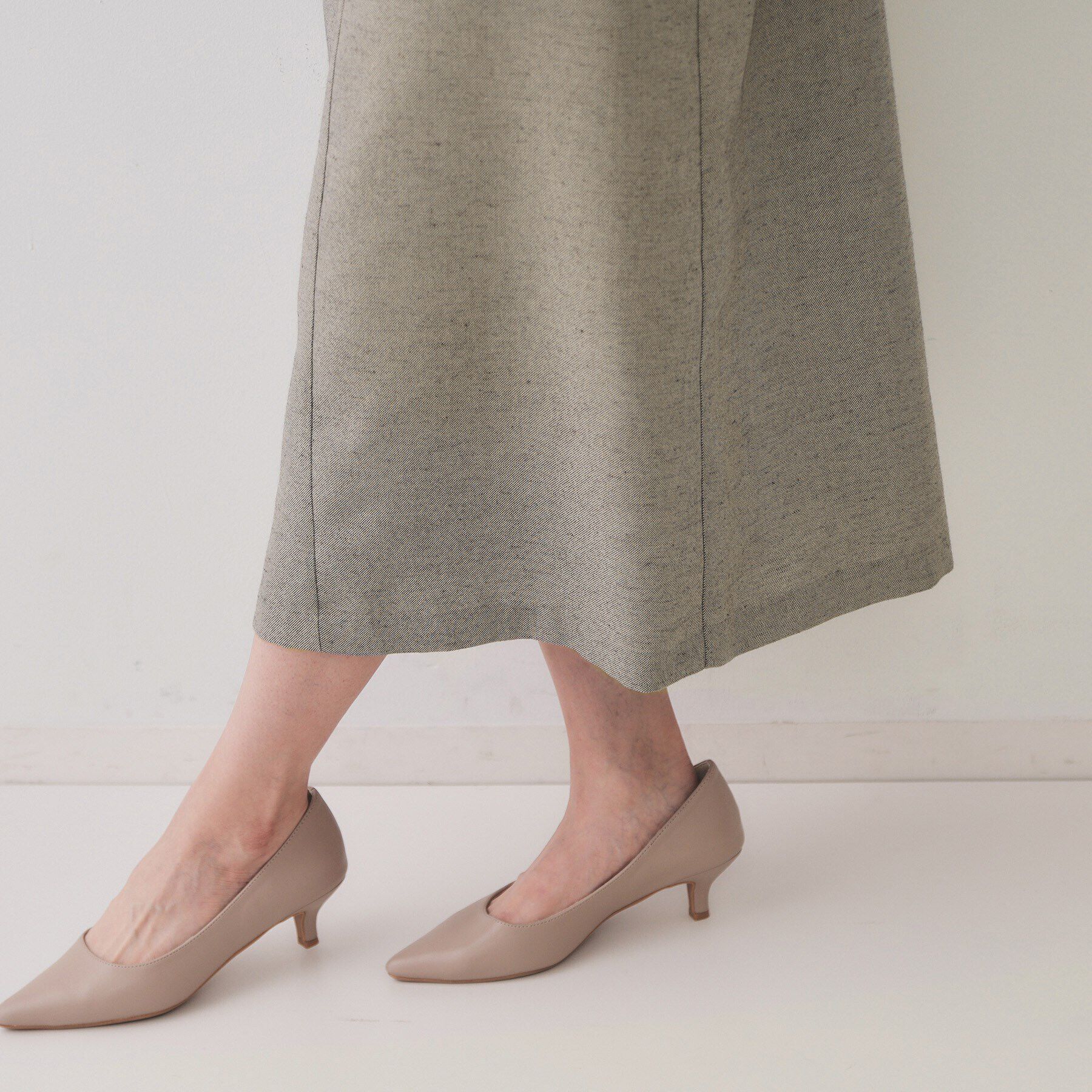 OPAQUE.CLIP「麻混ラメジャンパースカート【洗濯機洗い可】」|ワンピース|