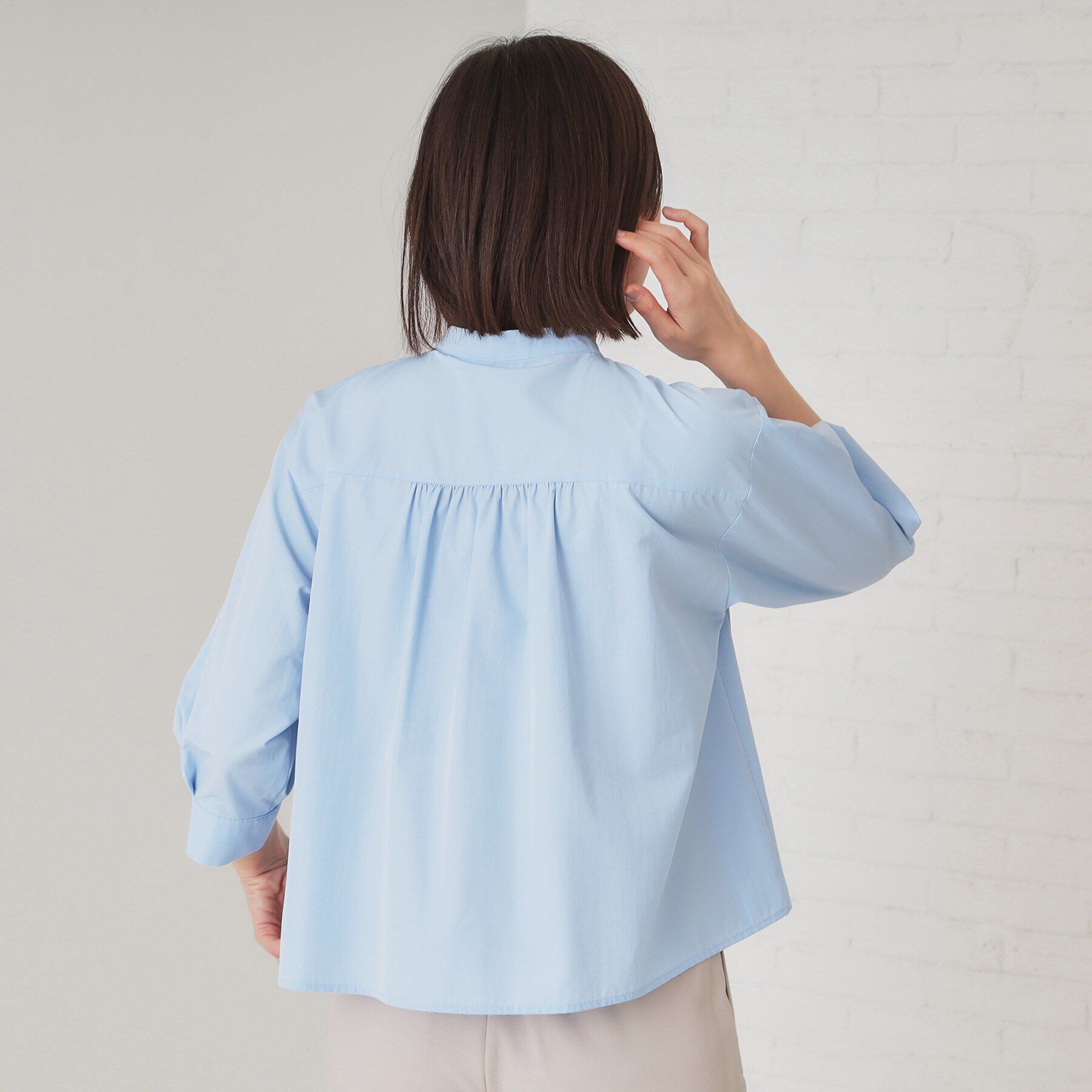 OPAQUE.CLIP「ピンタックフレアシャツ【洗濯機洗い可】」|シャツ・ブラウス|