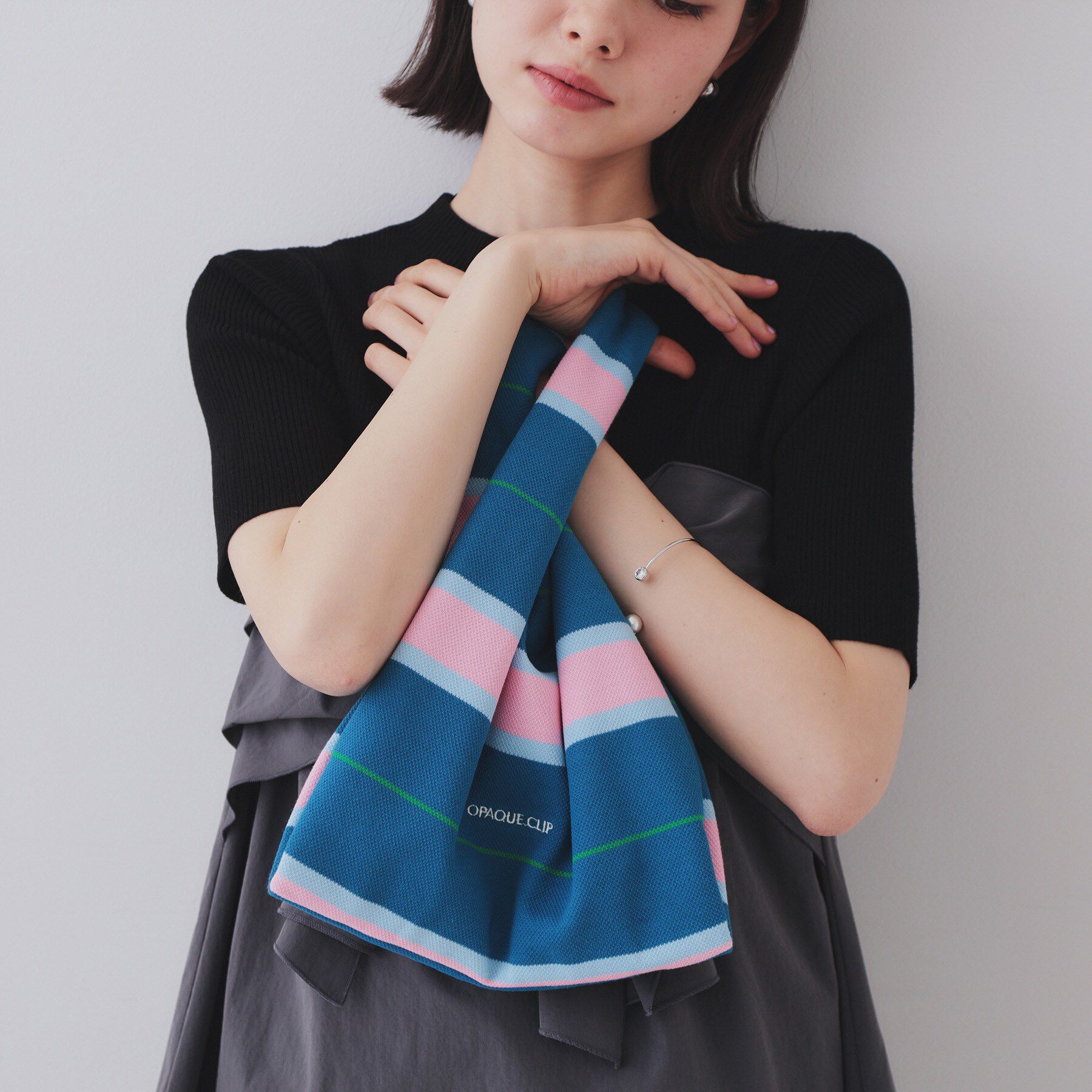 OPAQUE.CLIP「【2WAY】マルチボーダーハンドバッグ」|ハンドバッグ|ブルー(592)