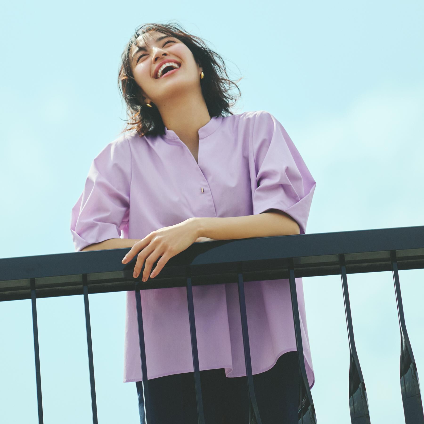 OPAQUE.CLIP「スキッパータックスリーブブラウス【洗濯機洗い可】」|シャツ・ブラウス|