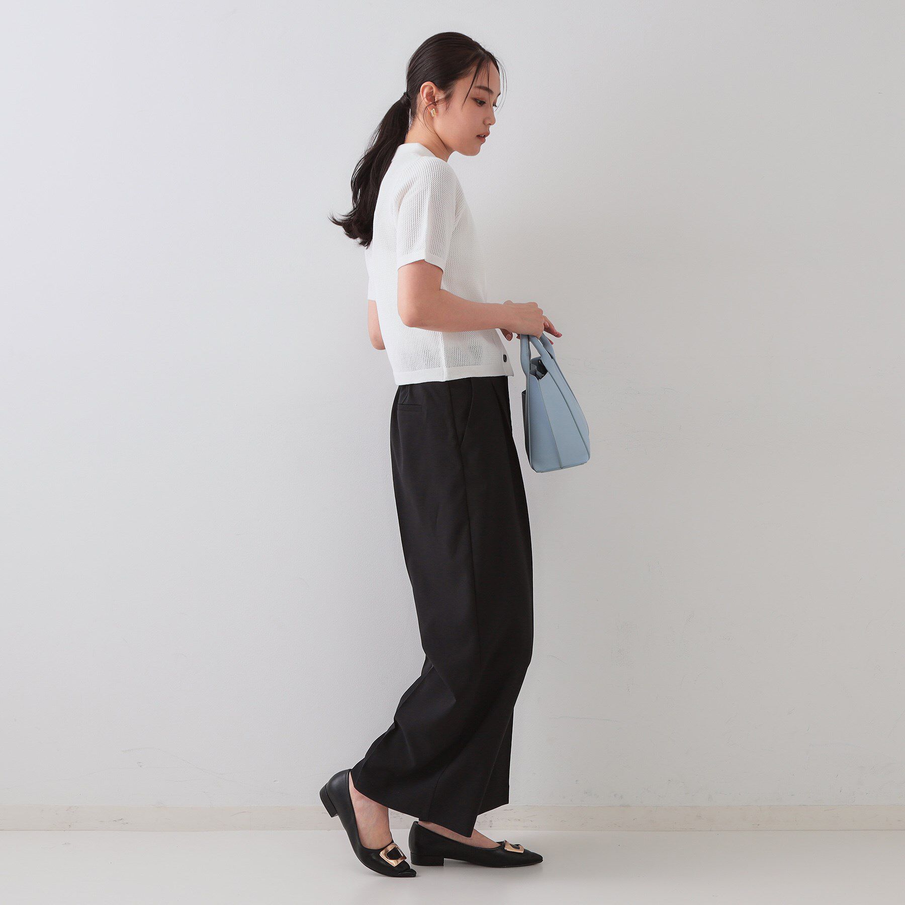 OPAQUE.CLIP「《CLASSY掲載》透かし編みポロニット【洗濯機洗い可】」|ニット・セーター|