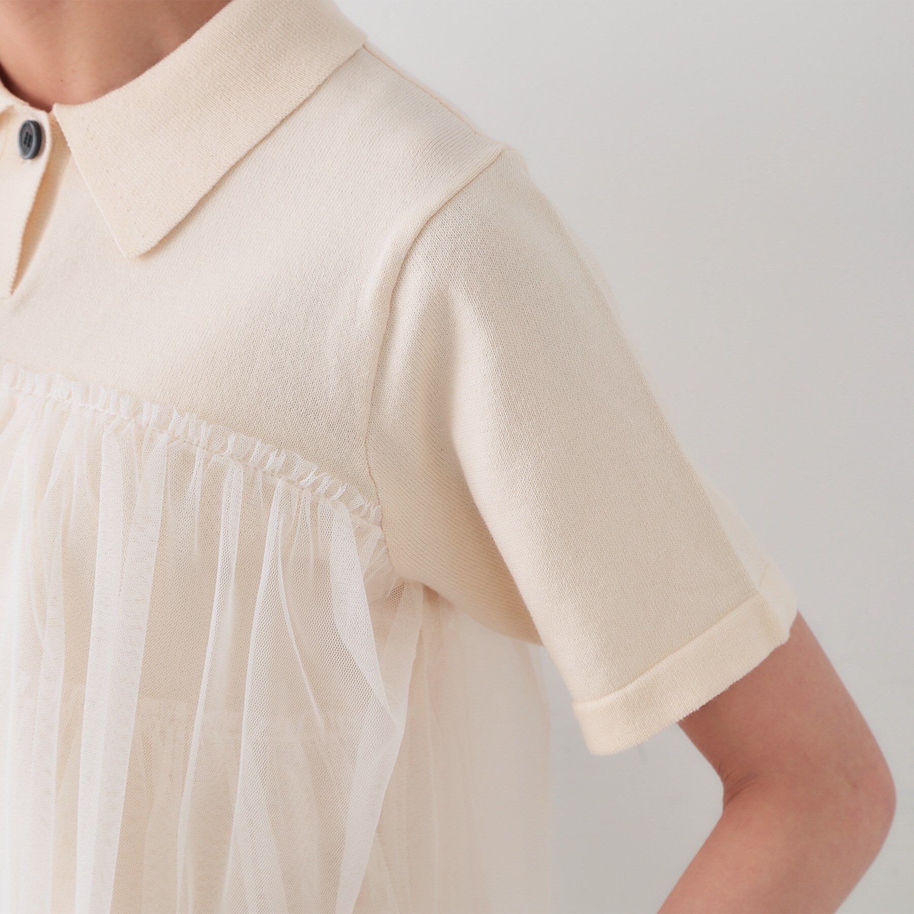 OPAQUE.CLIP「チュールティアードドッキングポロニット【洗濯機洗い可】」|ニット・セーター|