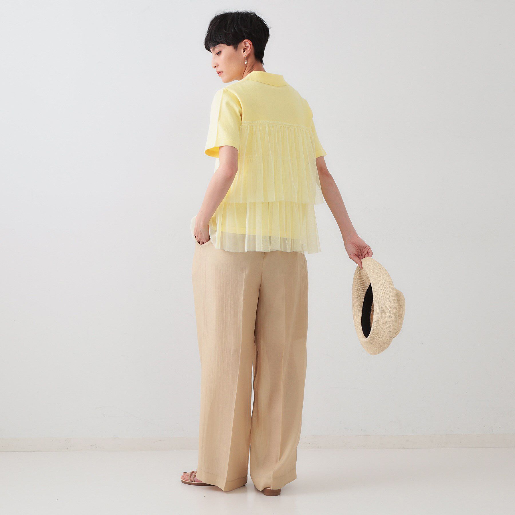 OPAQUE.CLIP「チュールティアードドッキングポロニット【洗濯機洗い可】」|ニット・セーター|