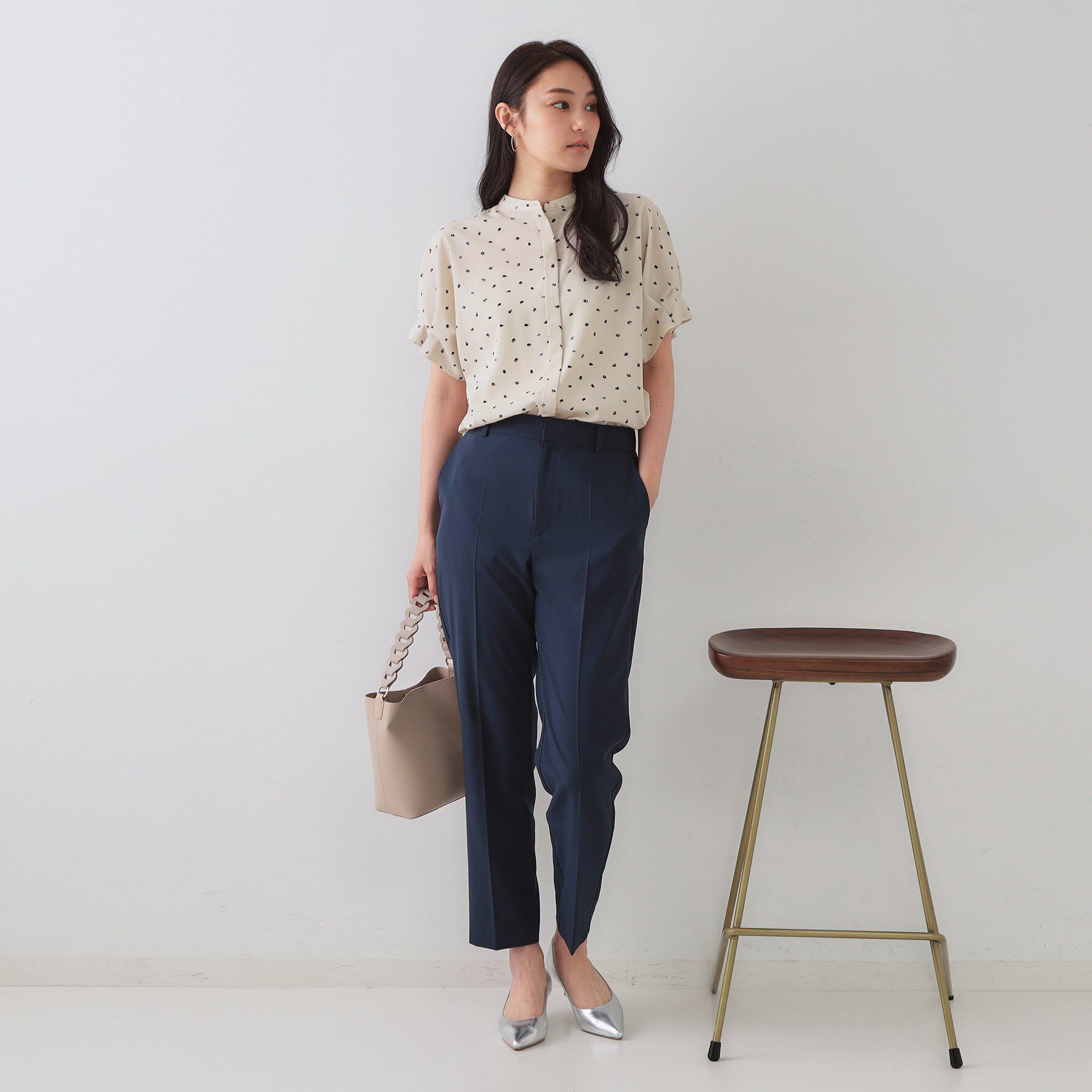 OPAQUE.CLIP「幾何柄アソート タックドルマンスリーブブラウス【洗濯機洗い可】」|シャツ・ブラウス|