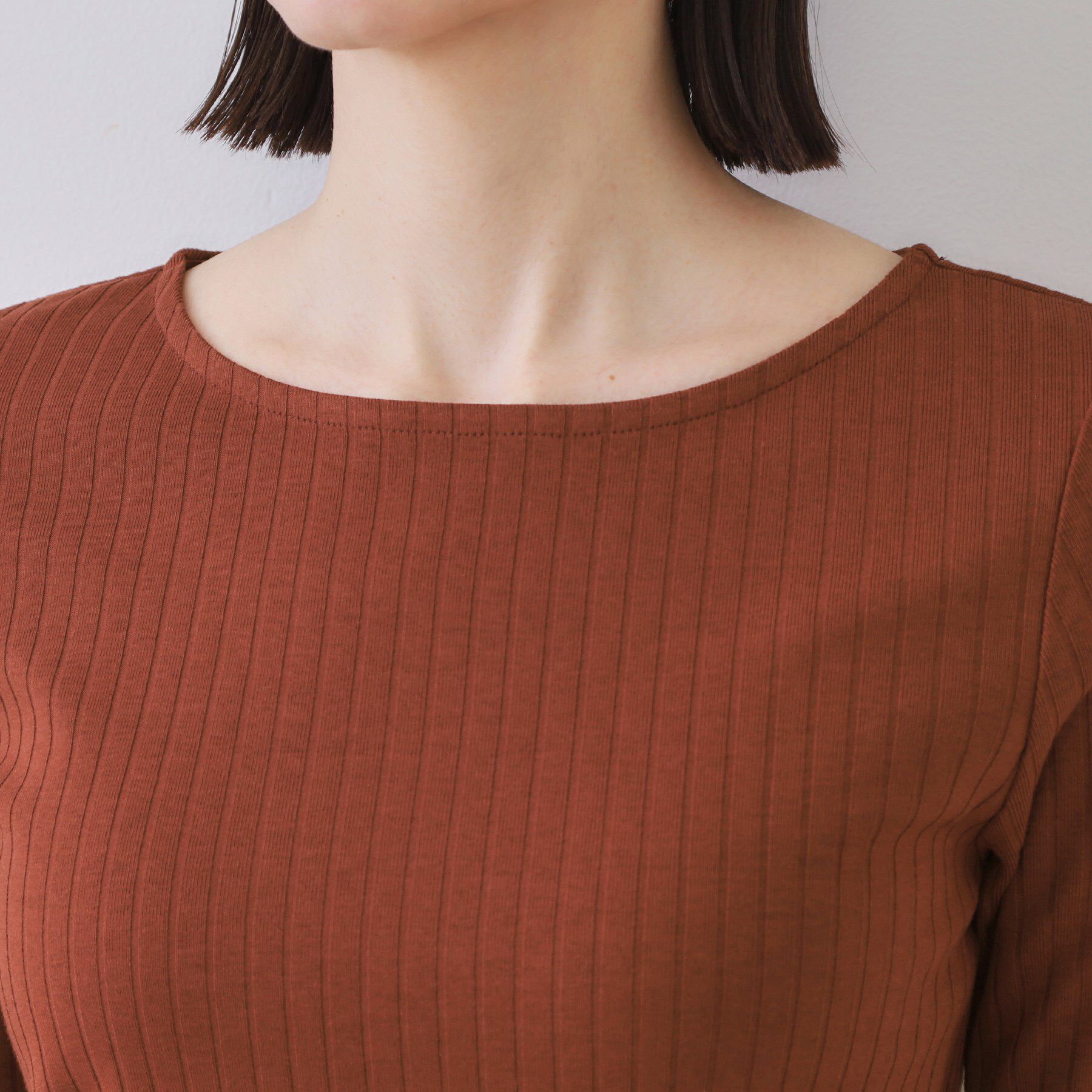 OPAQUE.CLIP「汗染み防止 ボートネックリブカットソー【洗濯機洗い可/抗ピル】」|Tシャツ・カットソー|