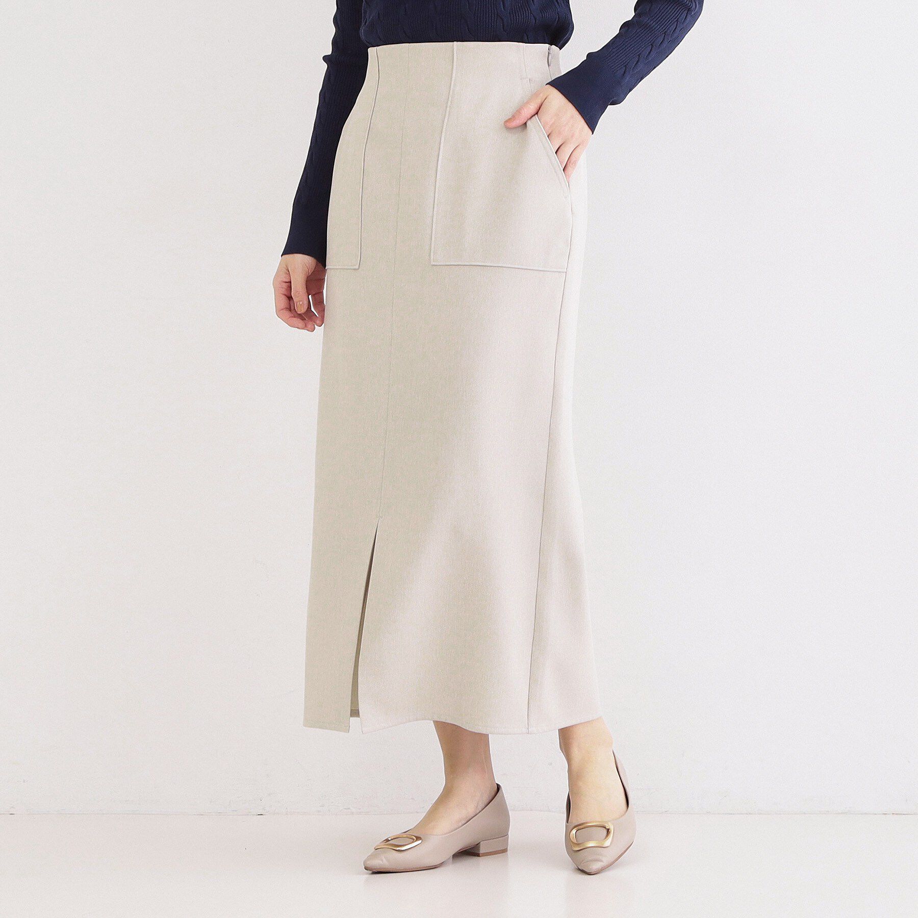OPAQUE.CLIP「ストレッチダブルポケットタイトスカート【洗濯機OK】」|スカート|ライトベージュ(05