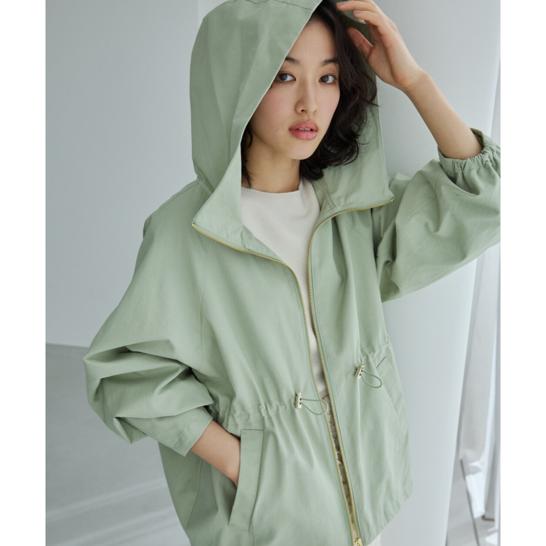 THE SHOP TK「【撥水】ウエストドロストマウンテンパーカ」|ブルゾン・スタジャン|ミントグリーン(02