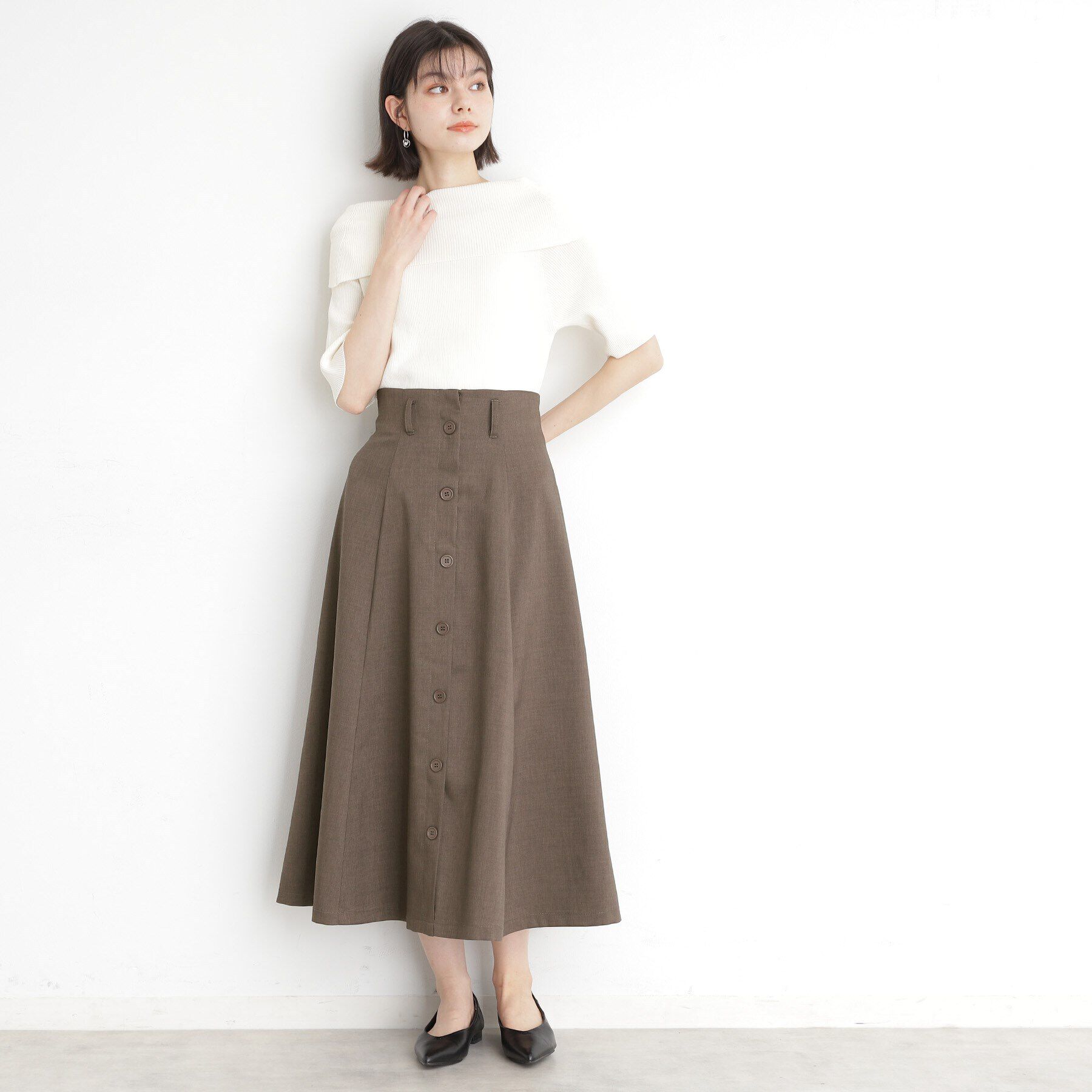 THE SHOP TK「フラップベルト付きスカート【洗える】」|スカート|