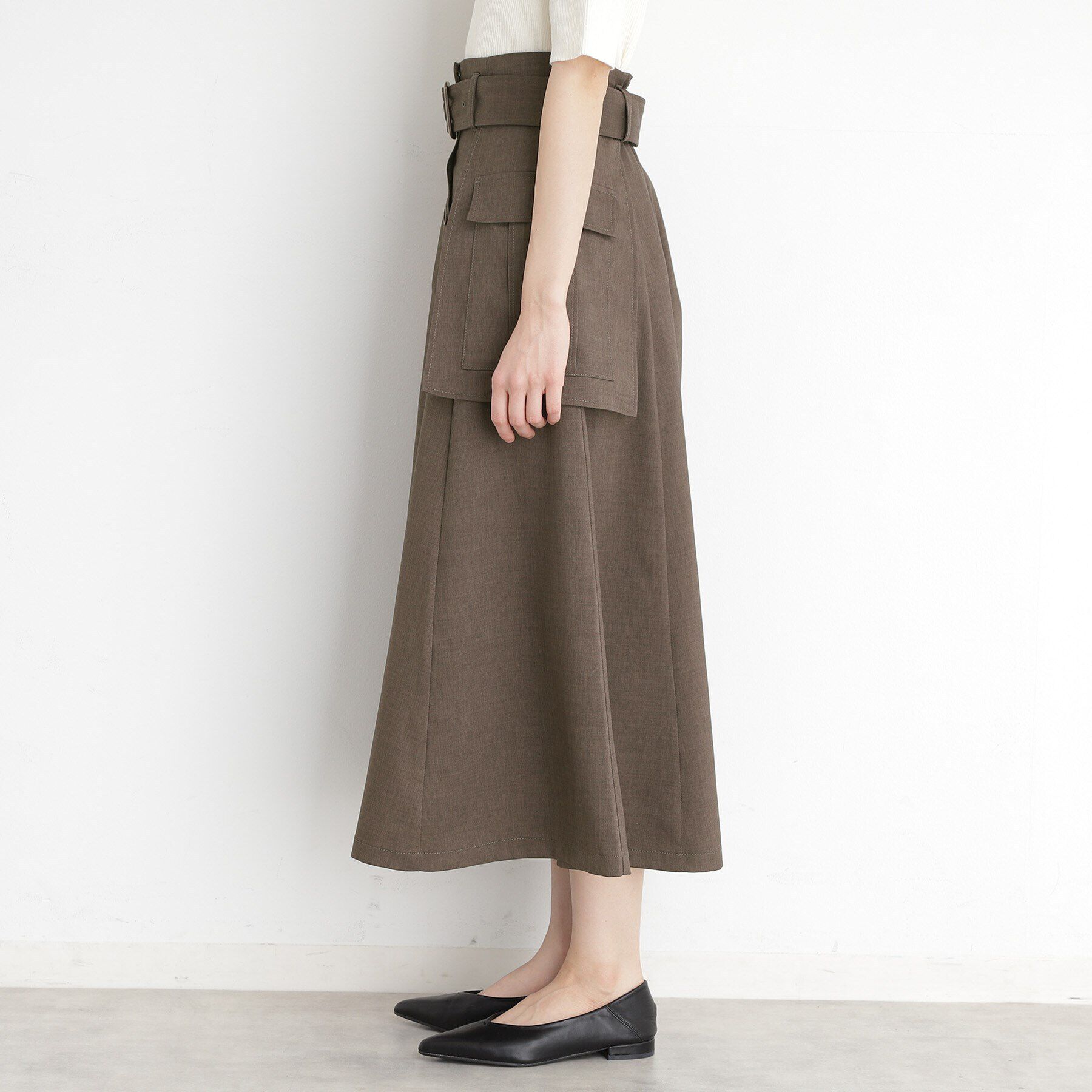 THE SHOP TK「フラップベルト付きスカート【洗える】」|スカート|