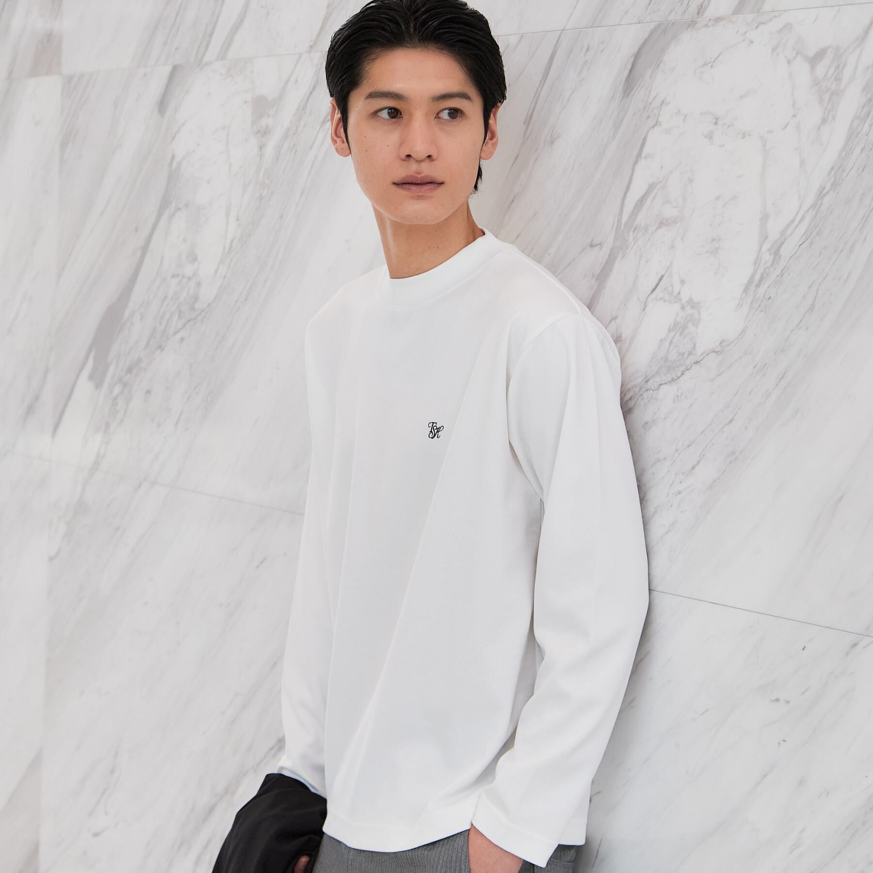 THE SHOP TK「ビジネス兼用 カルゼモックネック 洗濯機ok」|Tシャツ・カットソー|オフホワイト(003