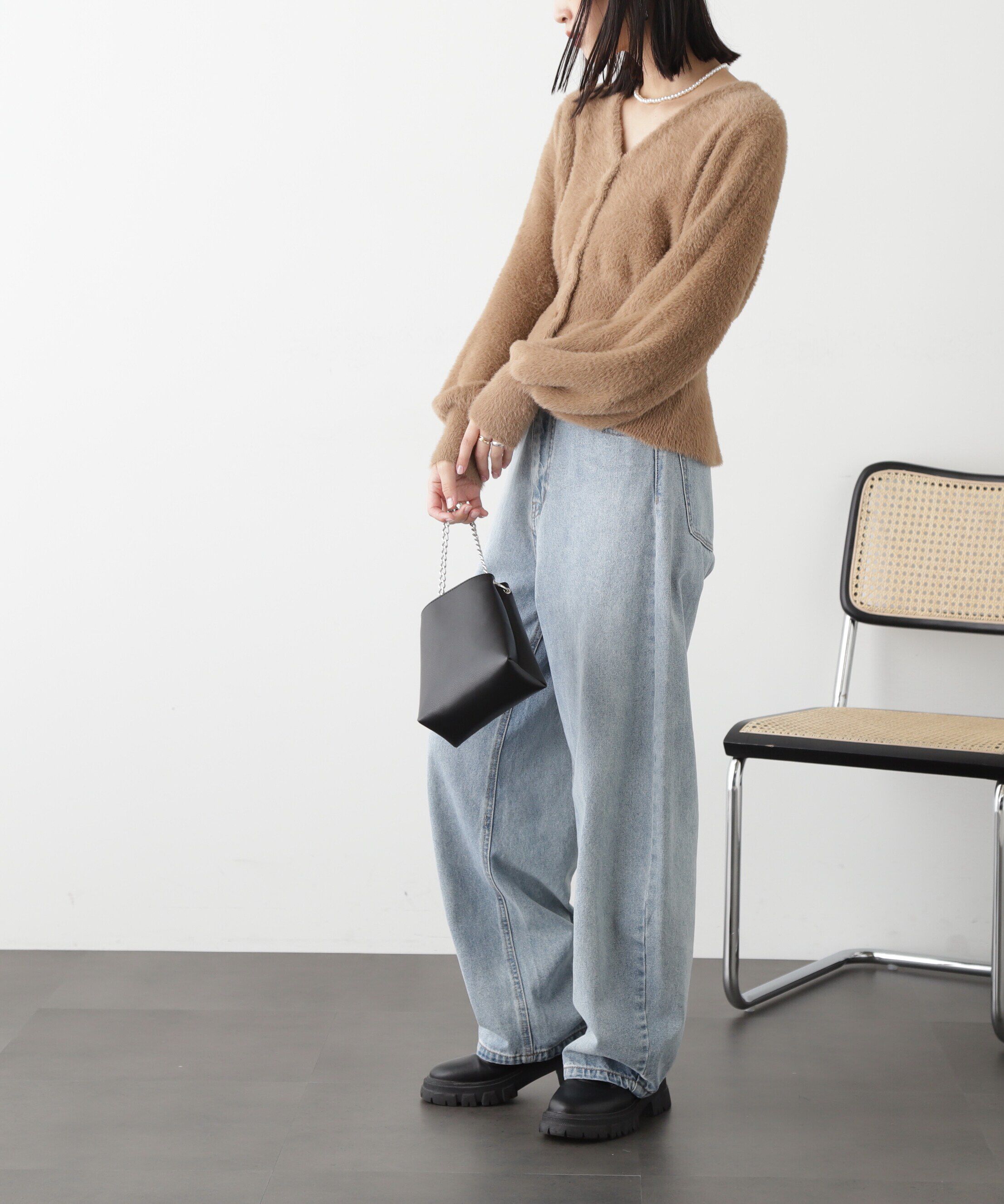  「ショートシャギーペプラムニットカーディガン」|ニット・セーター|