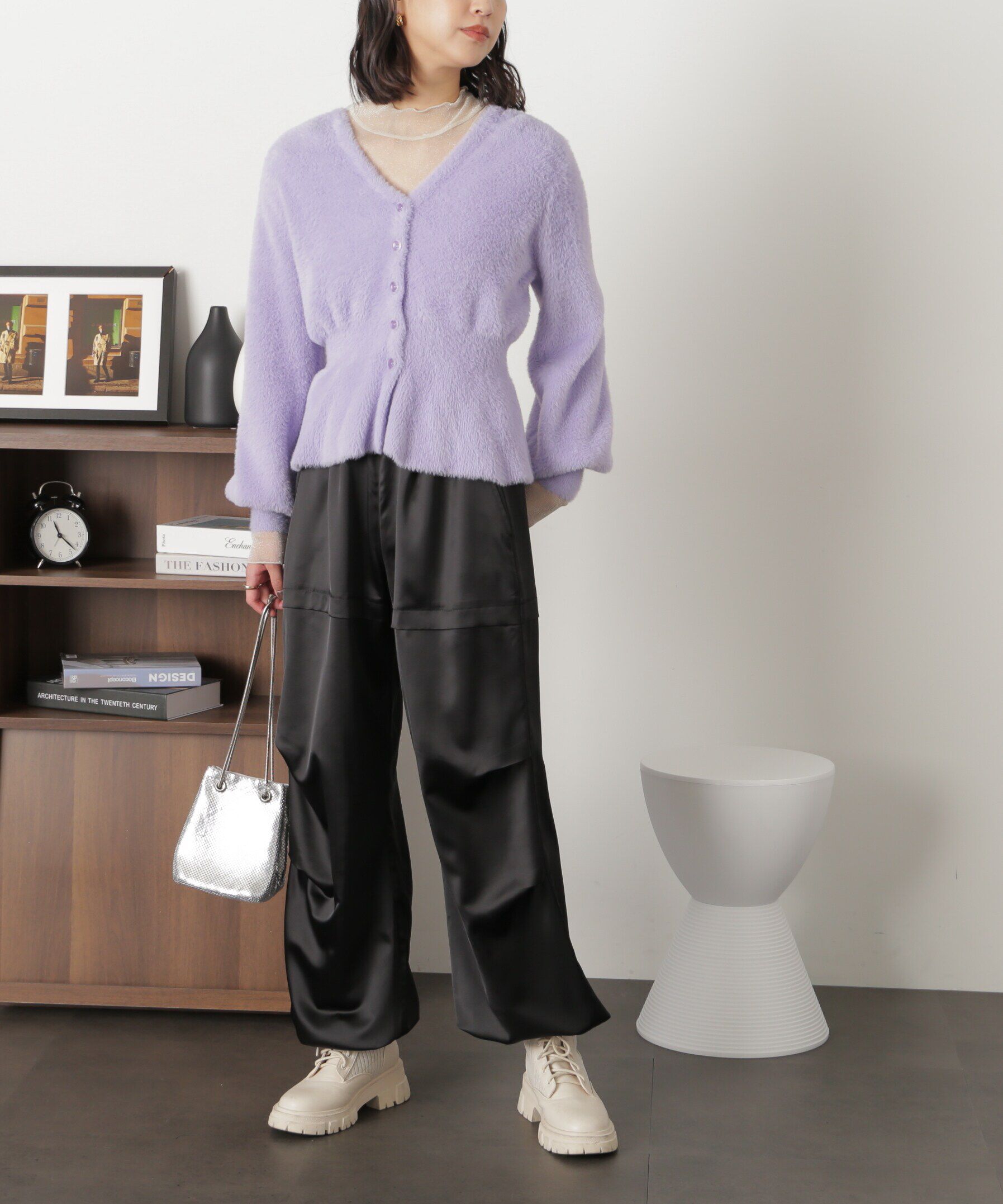  「ショートシャギーペプラムニットカーディガン」|ニット・セーター|