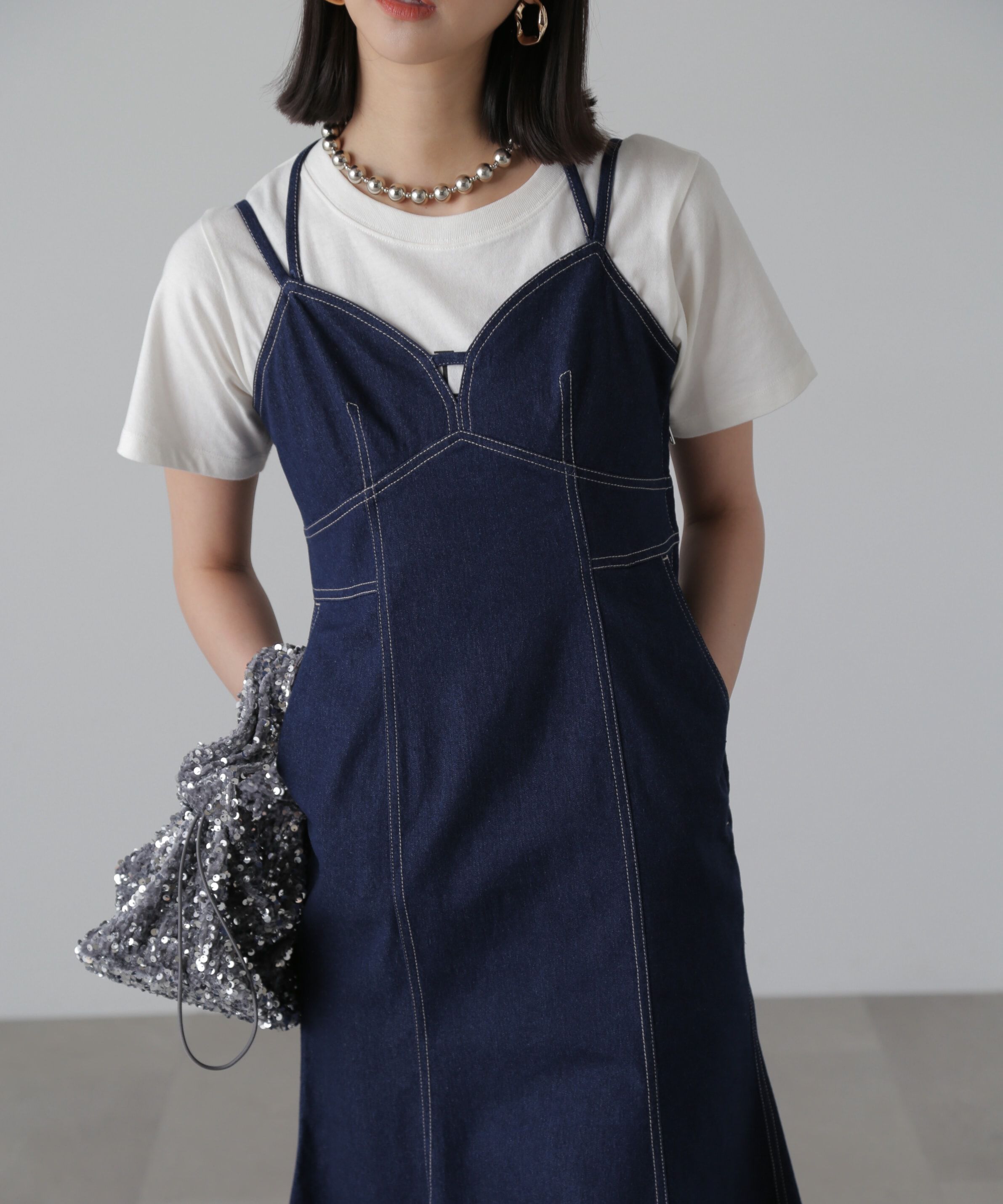  「ライトオンスデニムマーメイドキャミワンピース」|ワンピース|