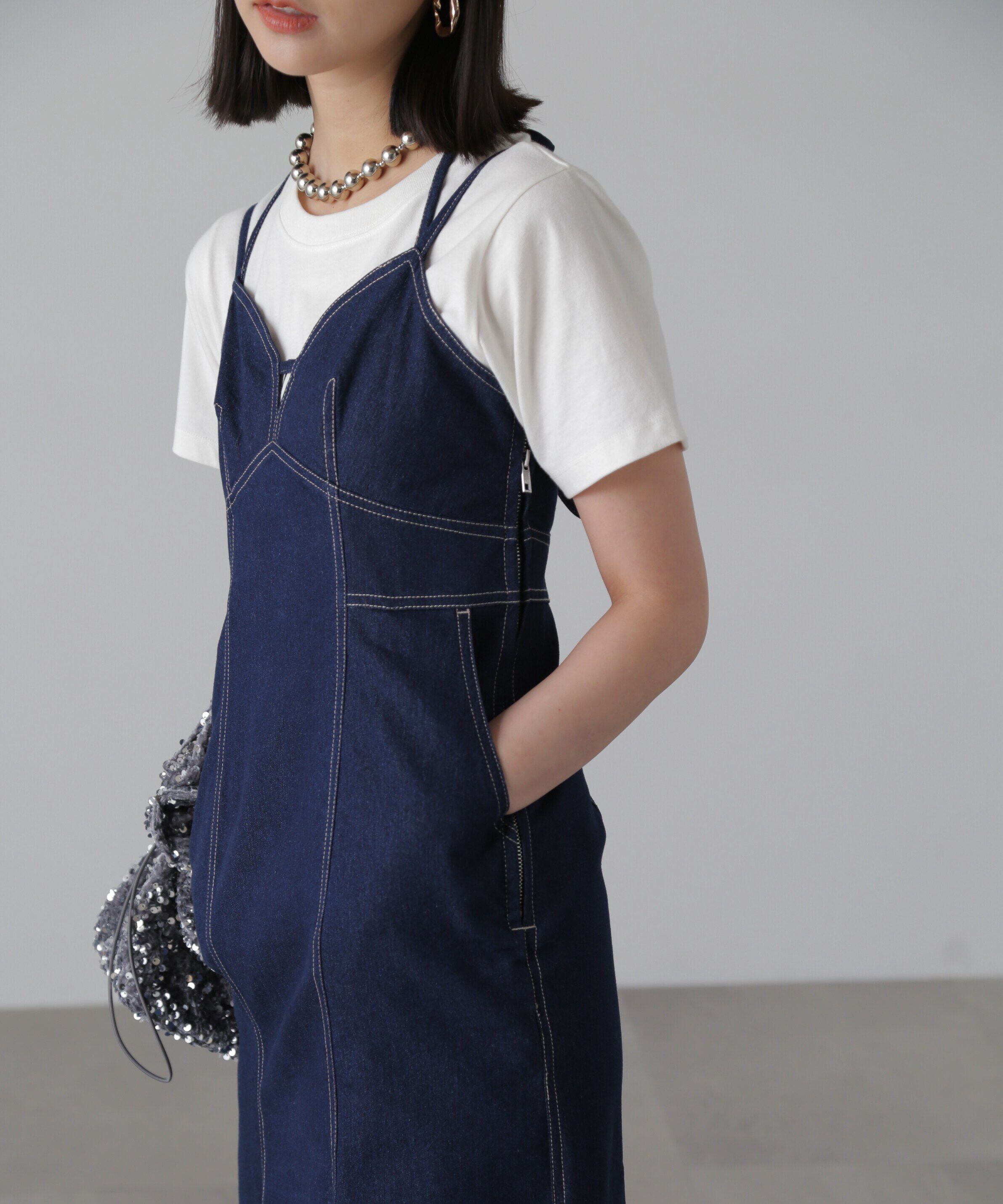  「ライトオンスデニムマーメイドキャミワンピース」|ワンピース|