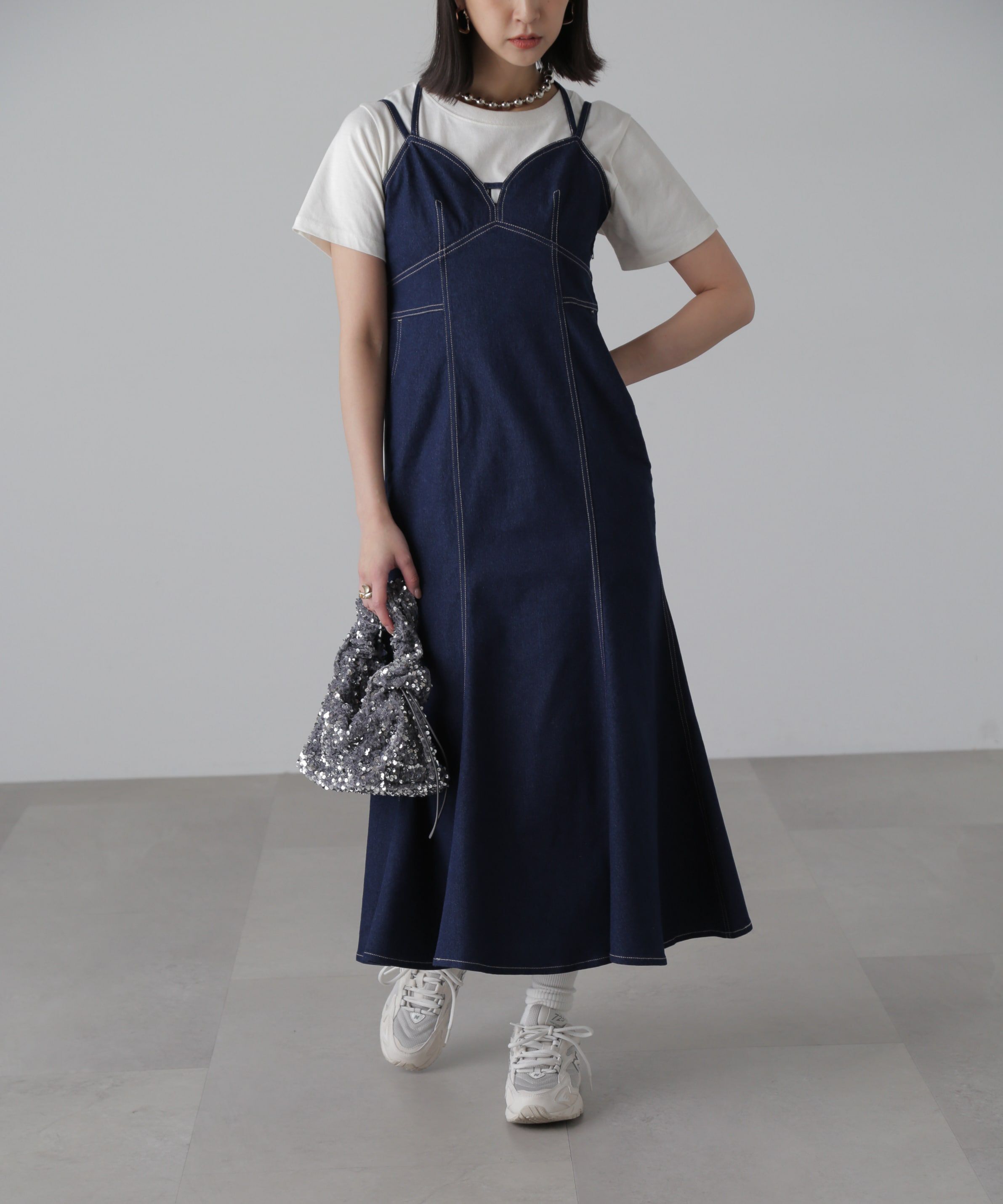  「ライトオンスデニムマーメイドキャミワンピース」|ワンピース|