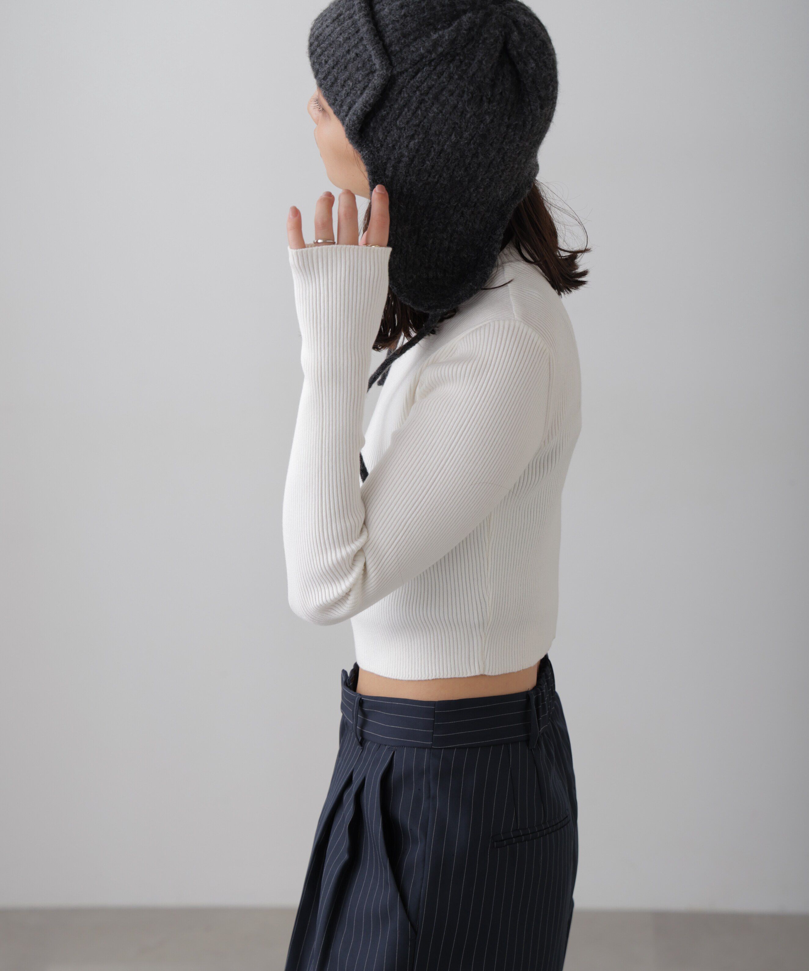  「〈洗える〉マシンウォッシャブルハイネックショート丈ニット」|ニット・セーター|