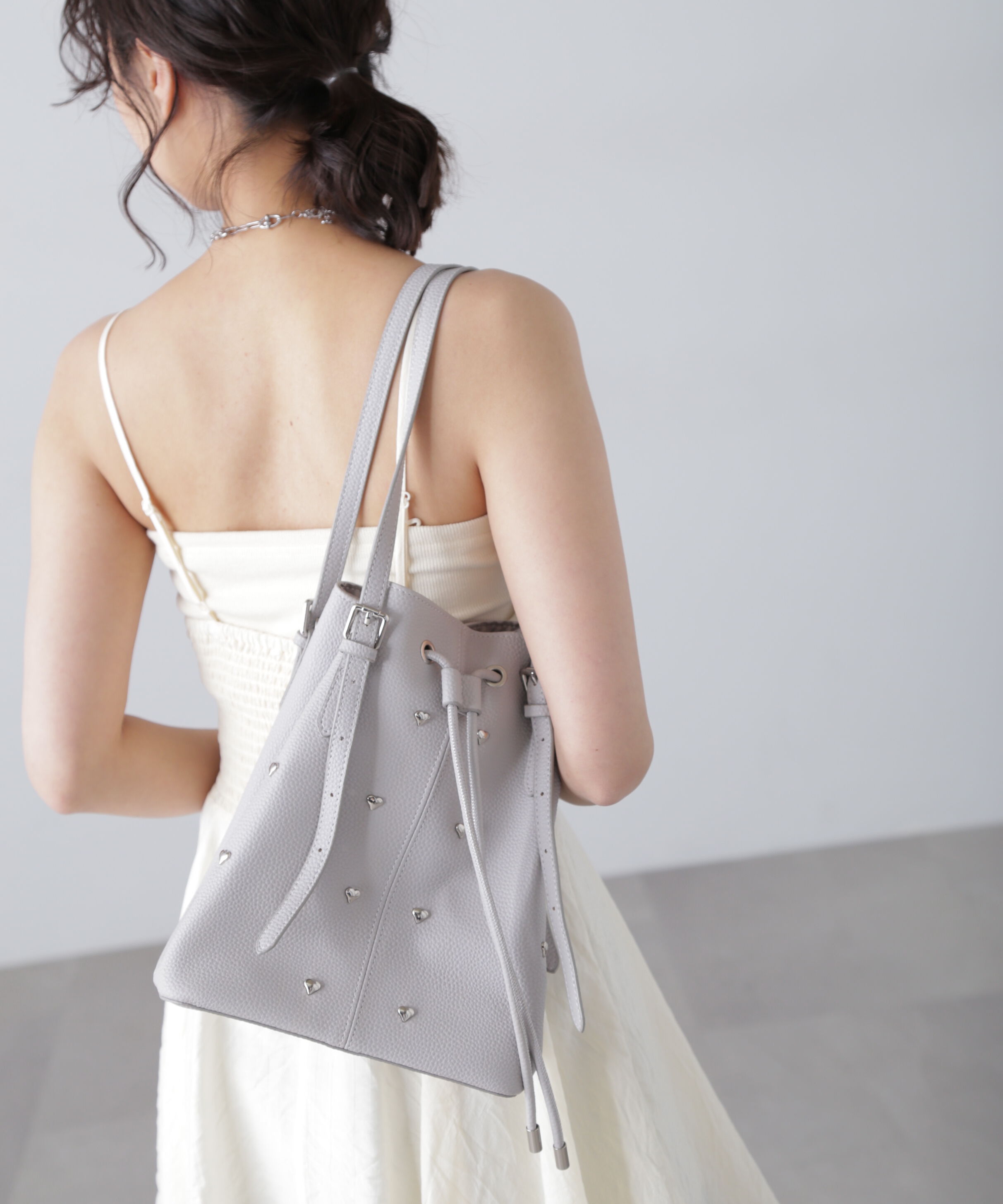  「ハートスタッズバッグ」|その他|グレー