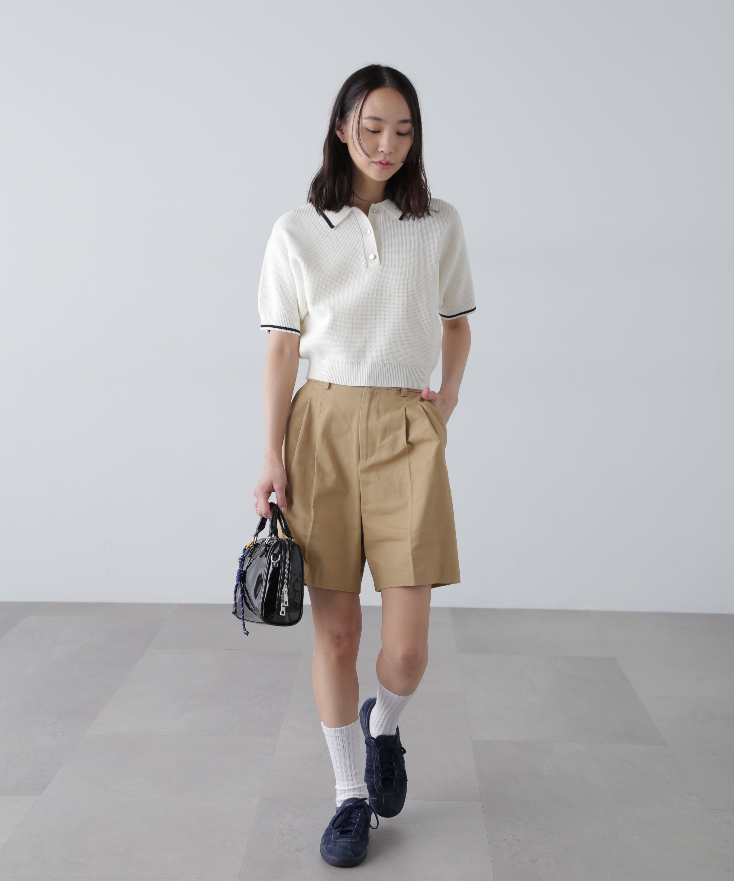  「配色ラインニットポロ」|ニット・セーター|