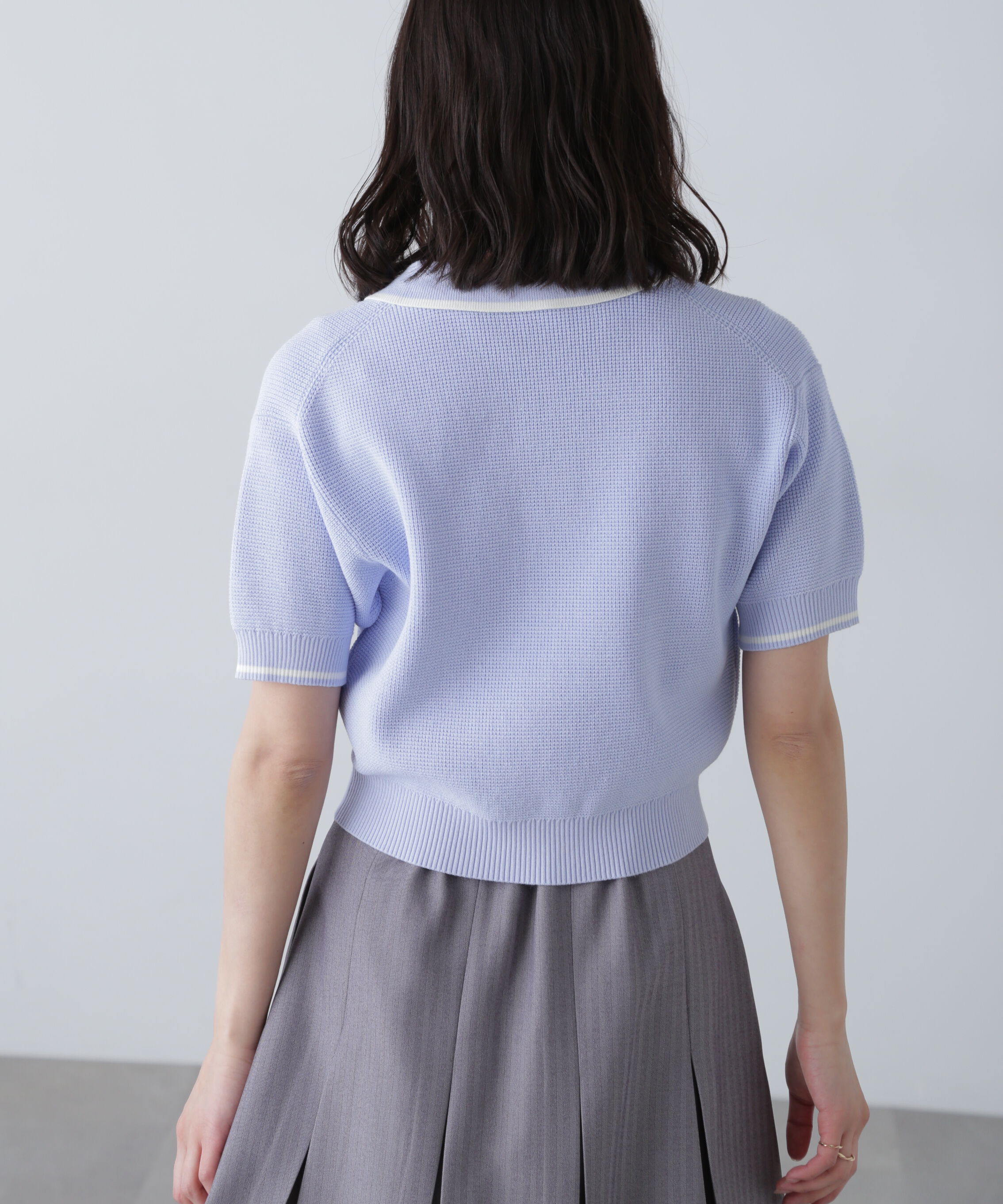  「配色ラインニットポロ」|ニット・セーター|