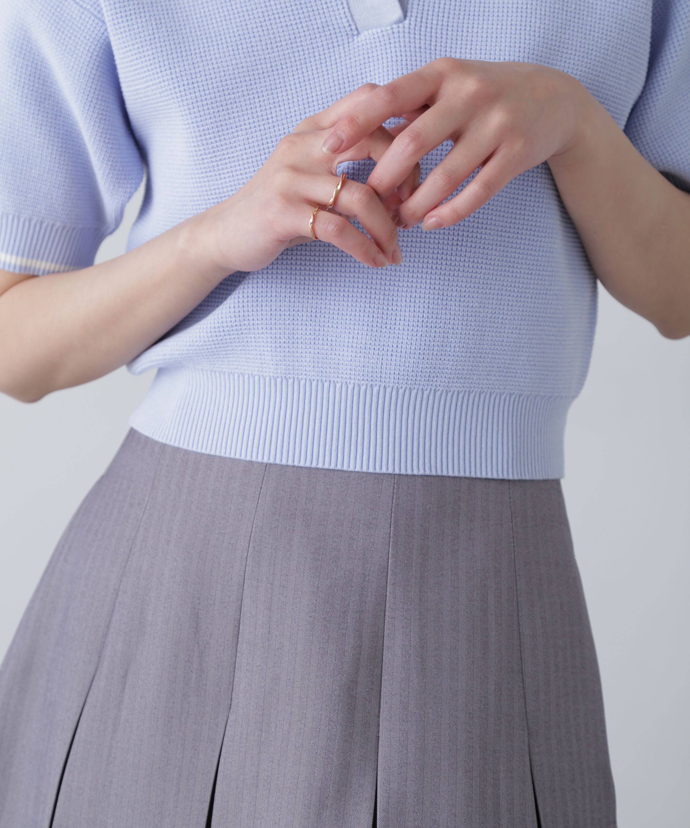  「配色ラインニットポロ」|ニット・セーター|