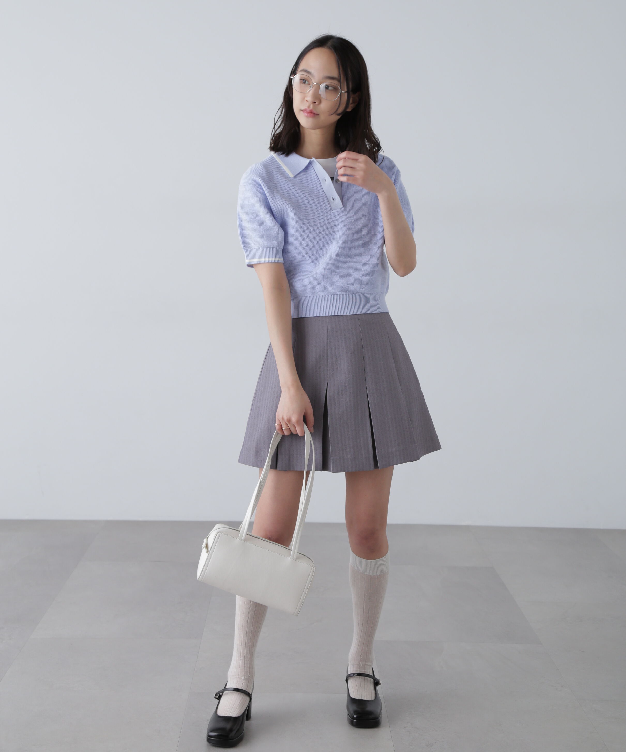  「配色ラインニットポロ」|ニット・セーター|